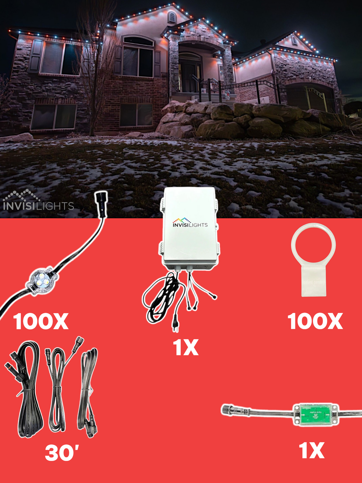 Invisi-Clips 100' Smart-Light Kit — White / Eave Pro Clip