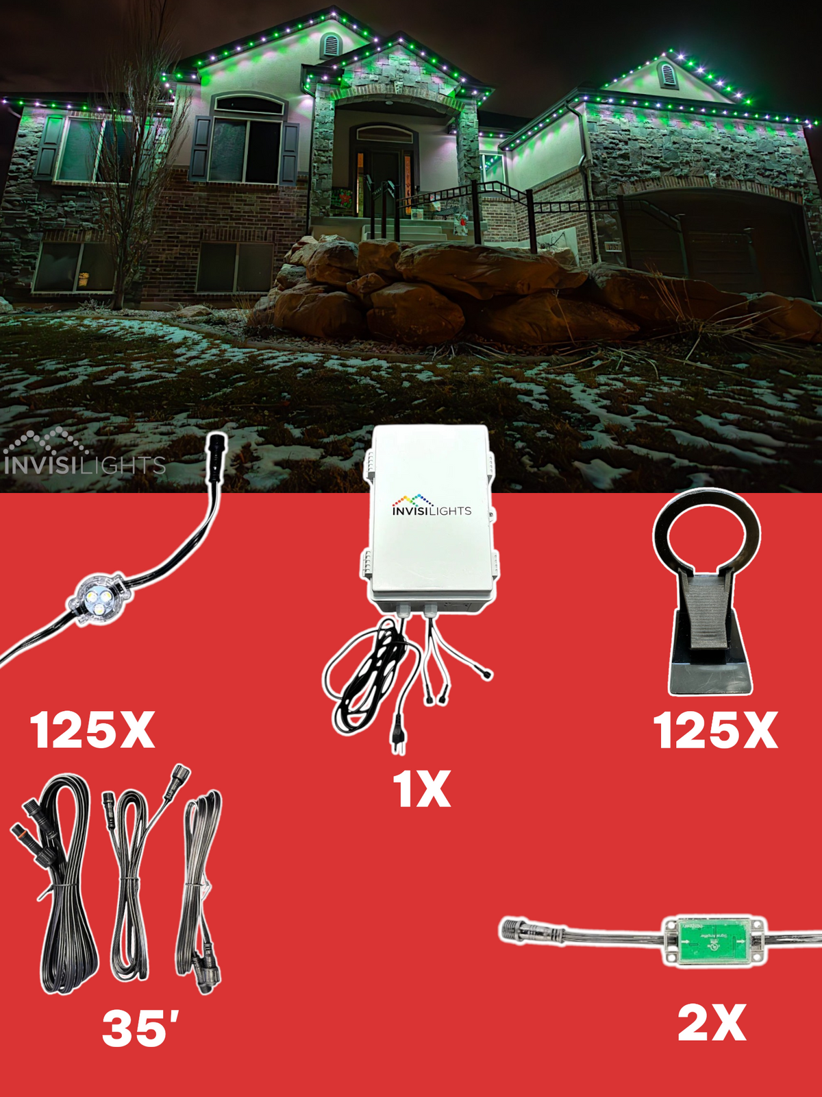 Invisi-Clips 125' Smart-Light Kit — Black / Gutter Clip 2