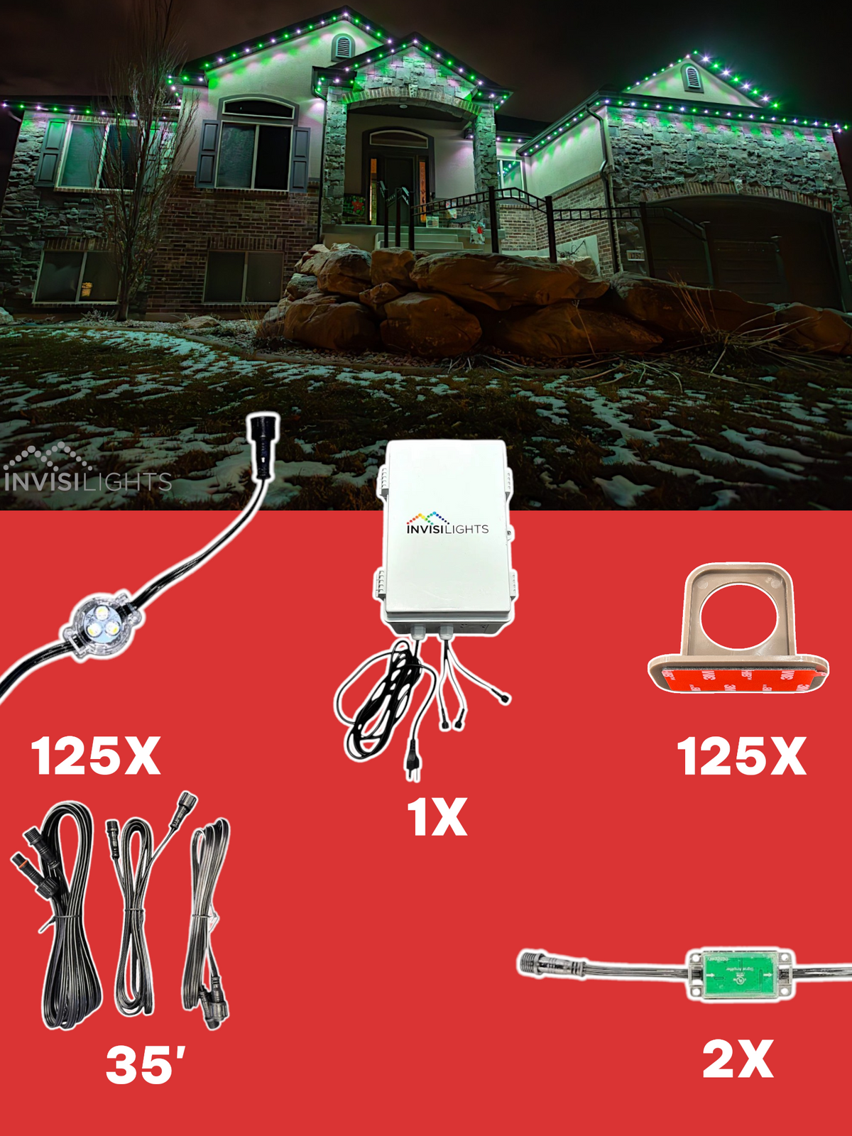 Invisi-Clips 125' Smart-Light Kit — Brown / Commercial Clip