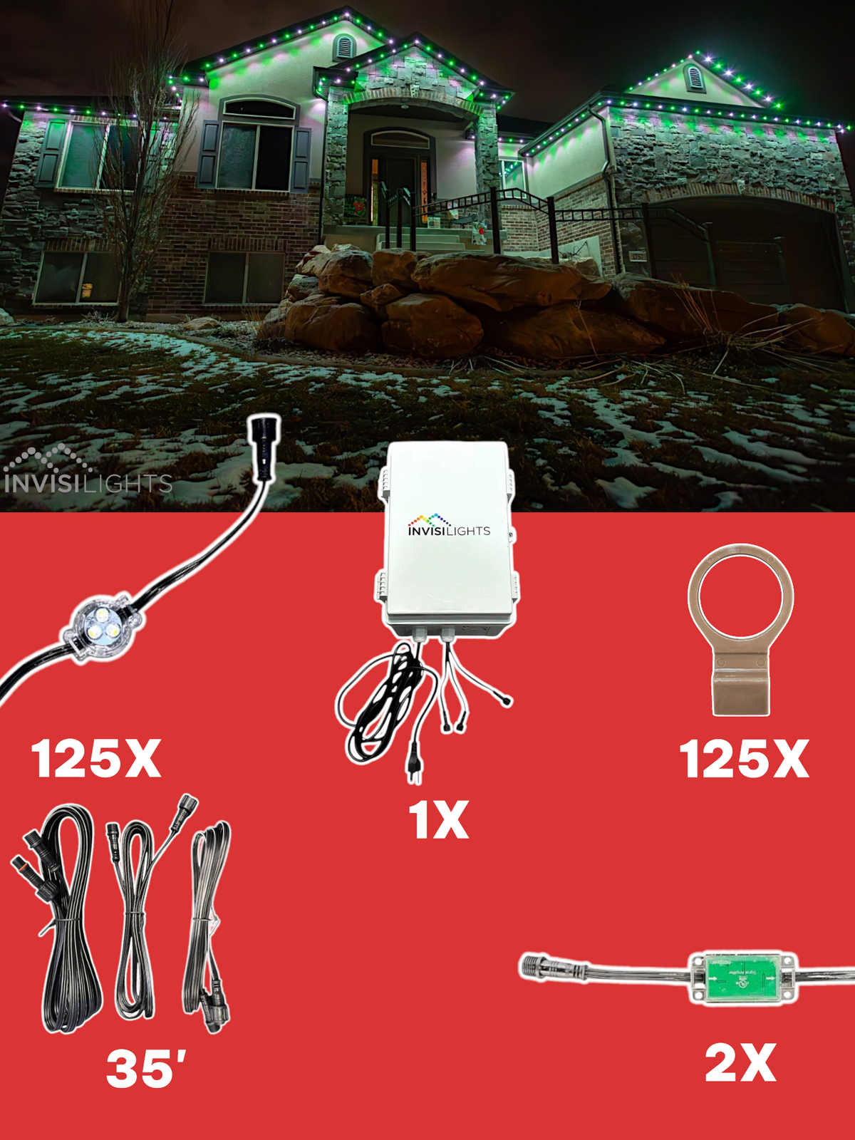 Invisi-Clips 125' Smart-Light Kit — Brown / Eave Pro Clip