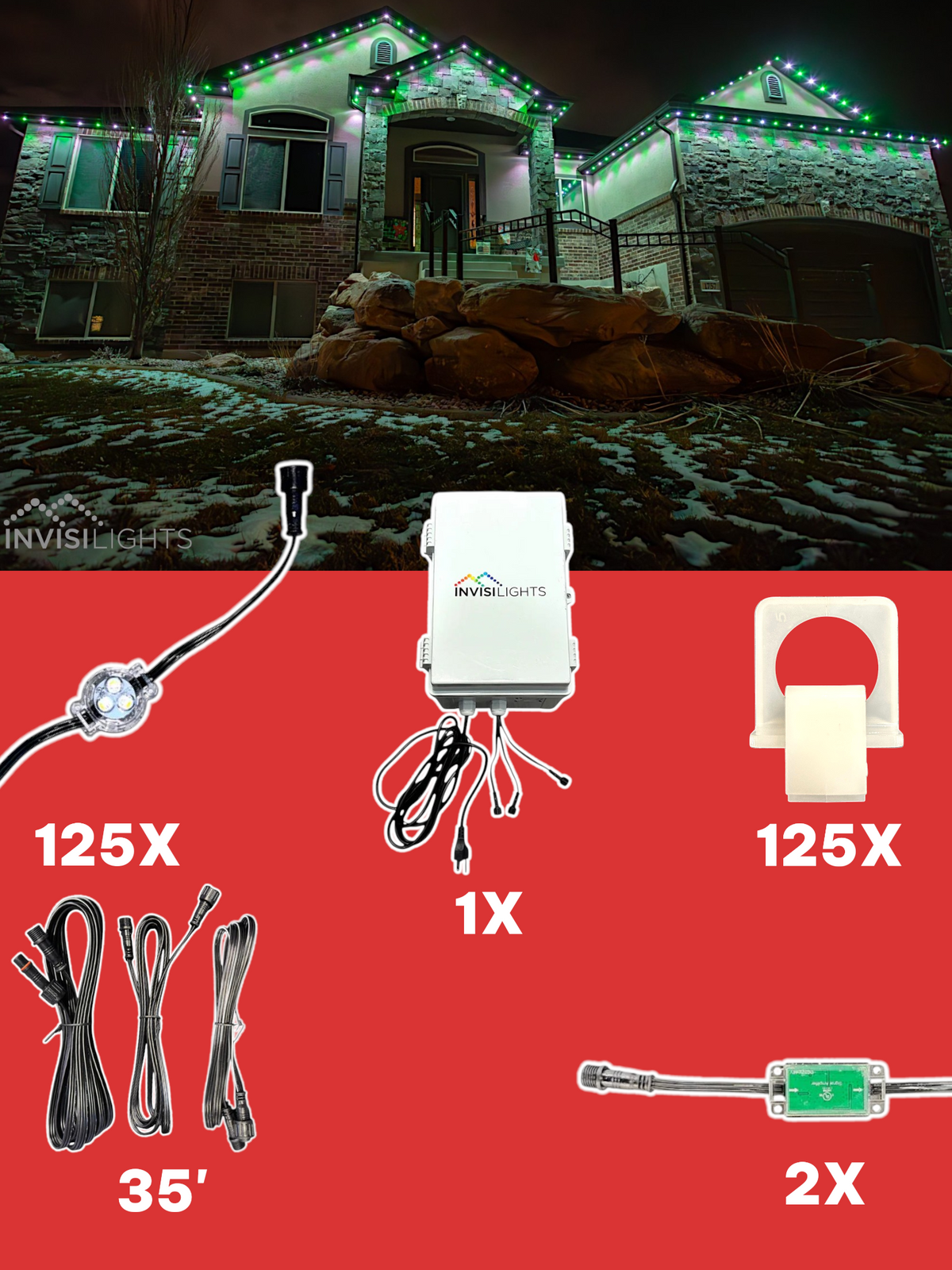 Invisi-Clips 125' Smart-Light Kit — White / Eave Clip