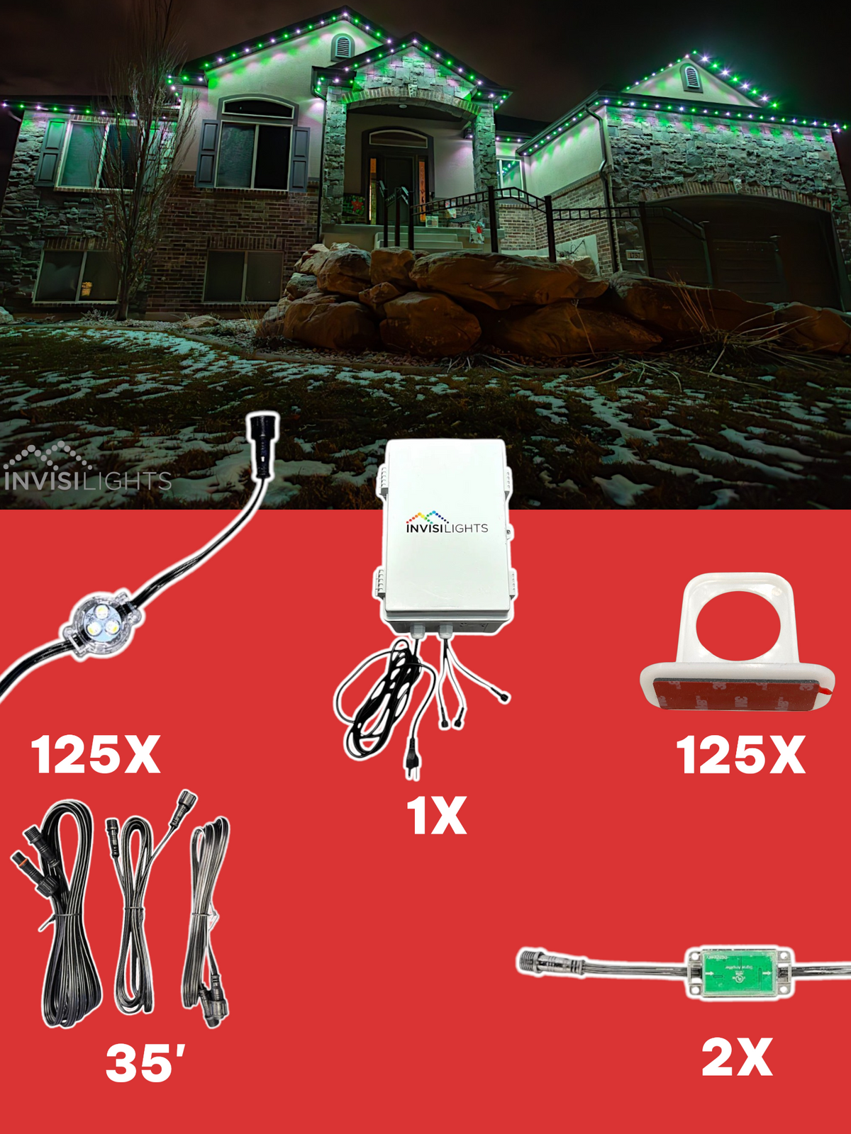 Invisi-Clips 125' Smart-Light Kit — White / Commercial Clip