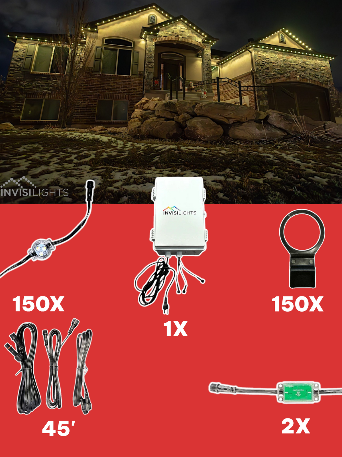 Invisi-Clips 150' Smart-Light Kit — Black / Eave Pro Clip