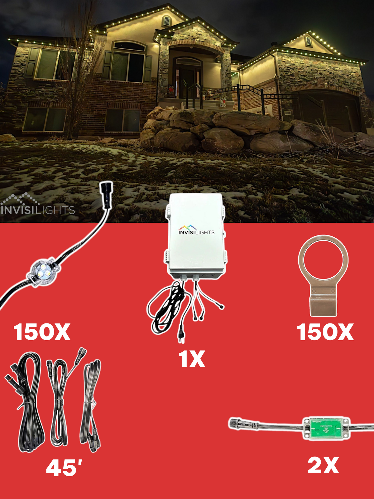 Invisi-Clips 150' Smart-Light Kit — Brown / Eave Pro Clip