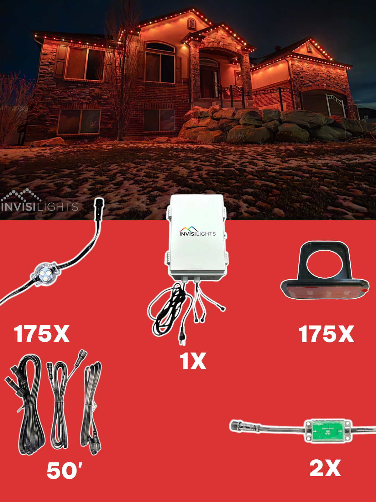 Invisi-Clips 175' Smart-Light Kit — Black / Commercial Clip