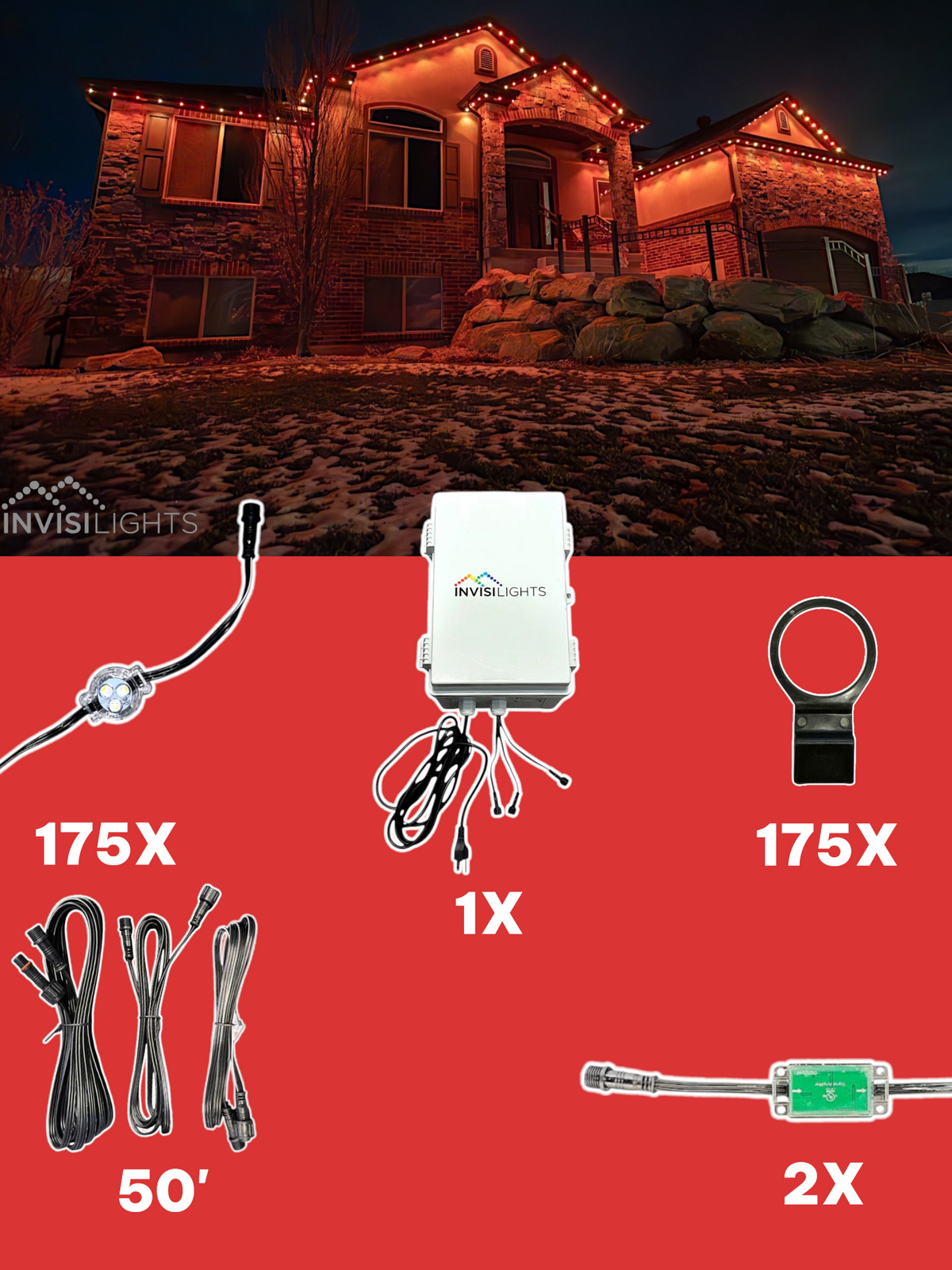 Invisi-Clips 175' Smart-Light Kit — Black / Eave Pro Clip