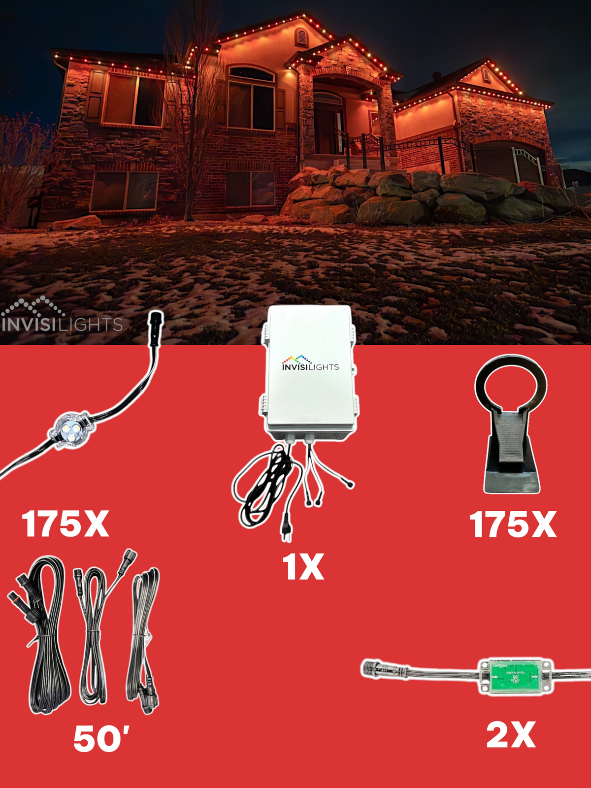 Invisi-Clips 175' Smart-Light Kit — Black / Gutter Clip 2