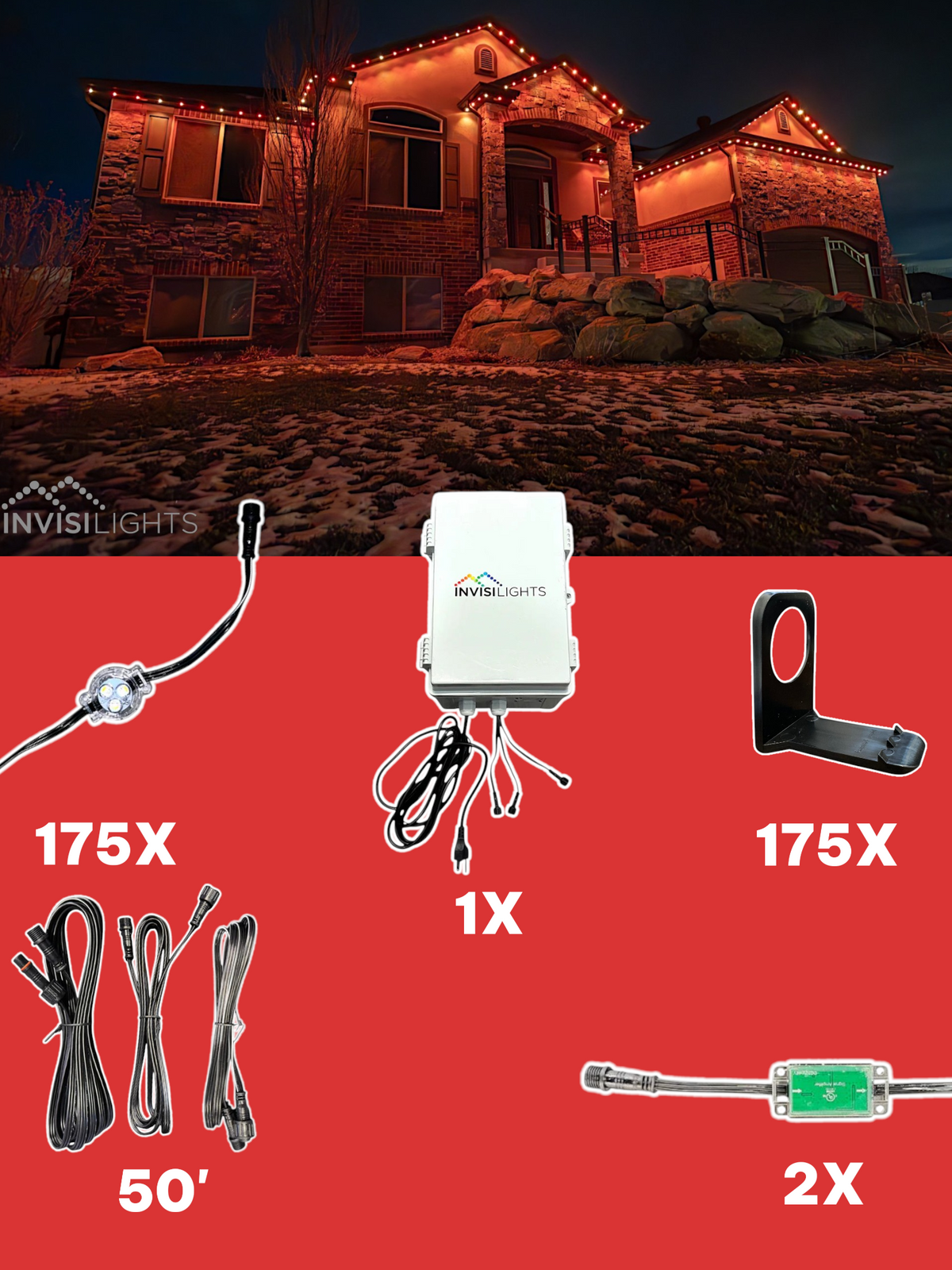 Invisi-Clips 175' Smart-Light Kit — Black / Shingle Clip
