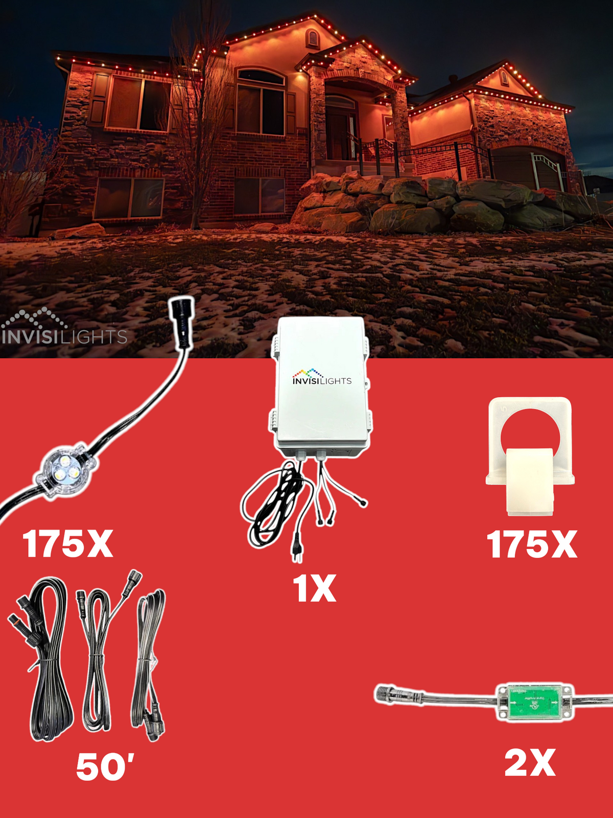 Invisi-Clips 175' Smart-Light Kit — White / Eave Clip