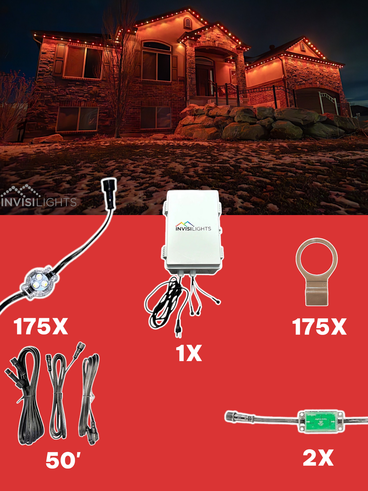Invisi-Clips 175' Smart-Light Kit — Brown / Eave Pro Clip