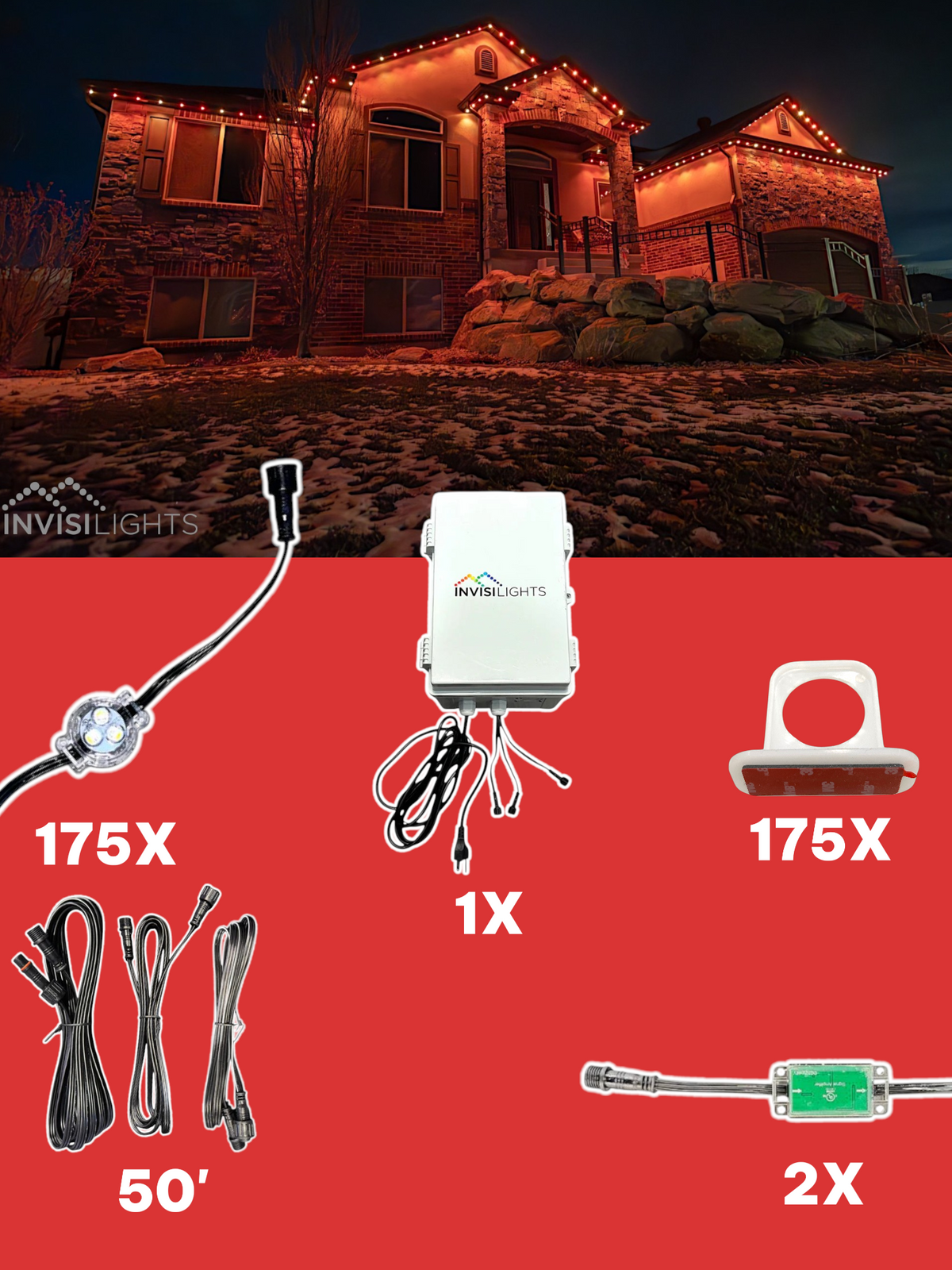 Invisi-Clips 175' Smart-Light Kit — White / Commercial Clip