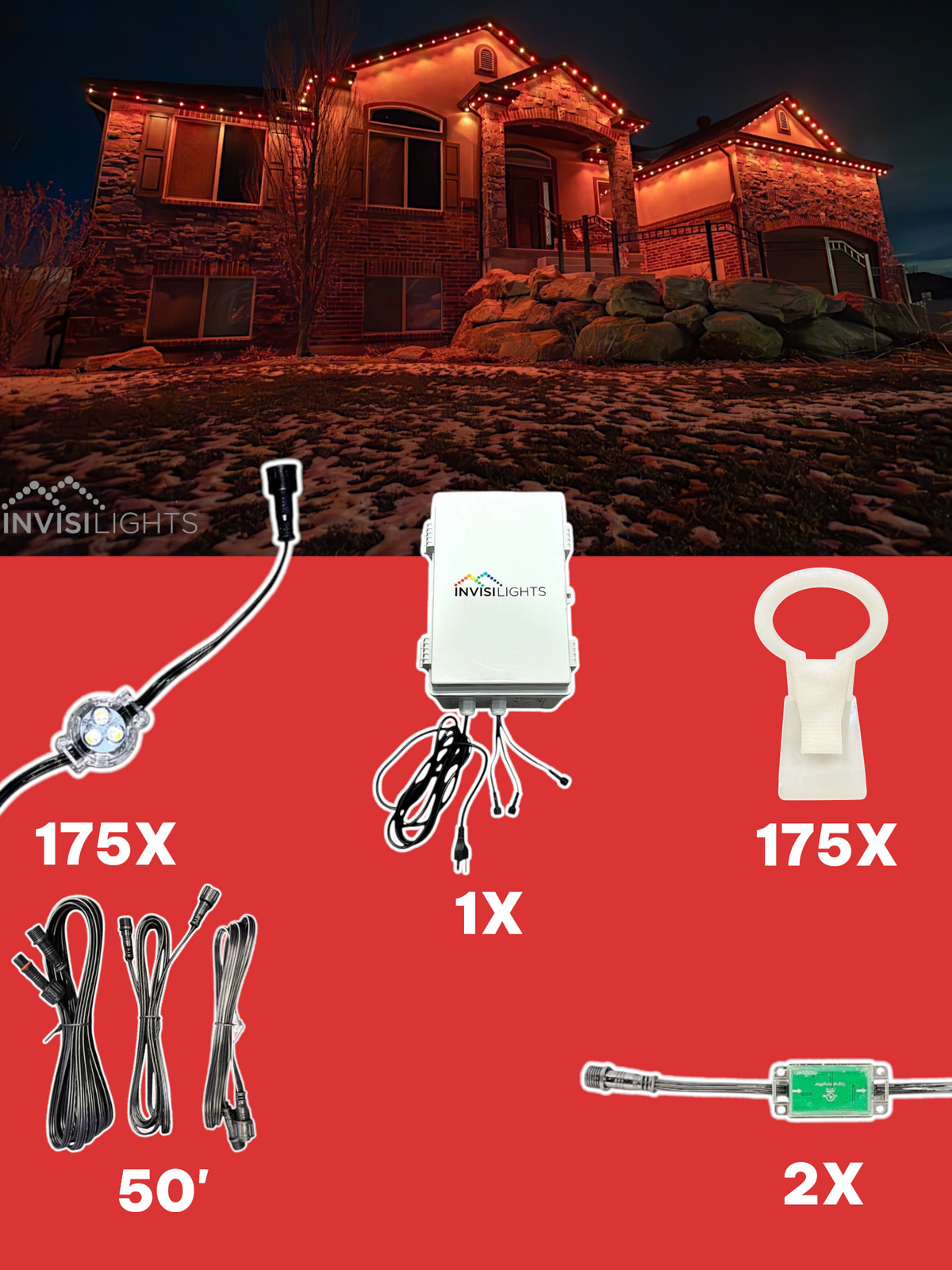 Invisi-Clips 175' Smart-Light Kit — White / Gutter Clip 2