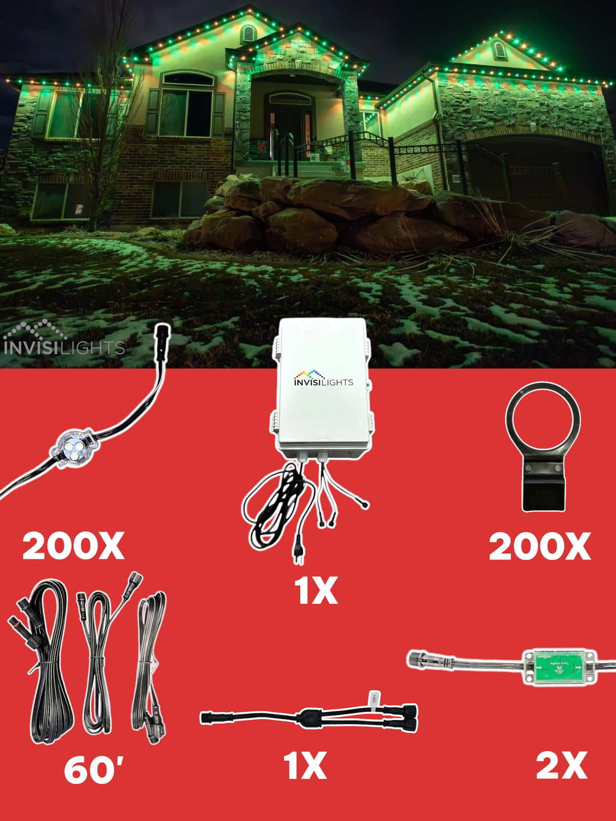 Invisi-Clips 200' Smart-Light Kit — Black / Eave Pro Clip