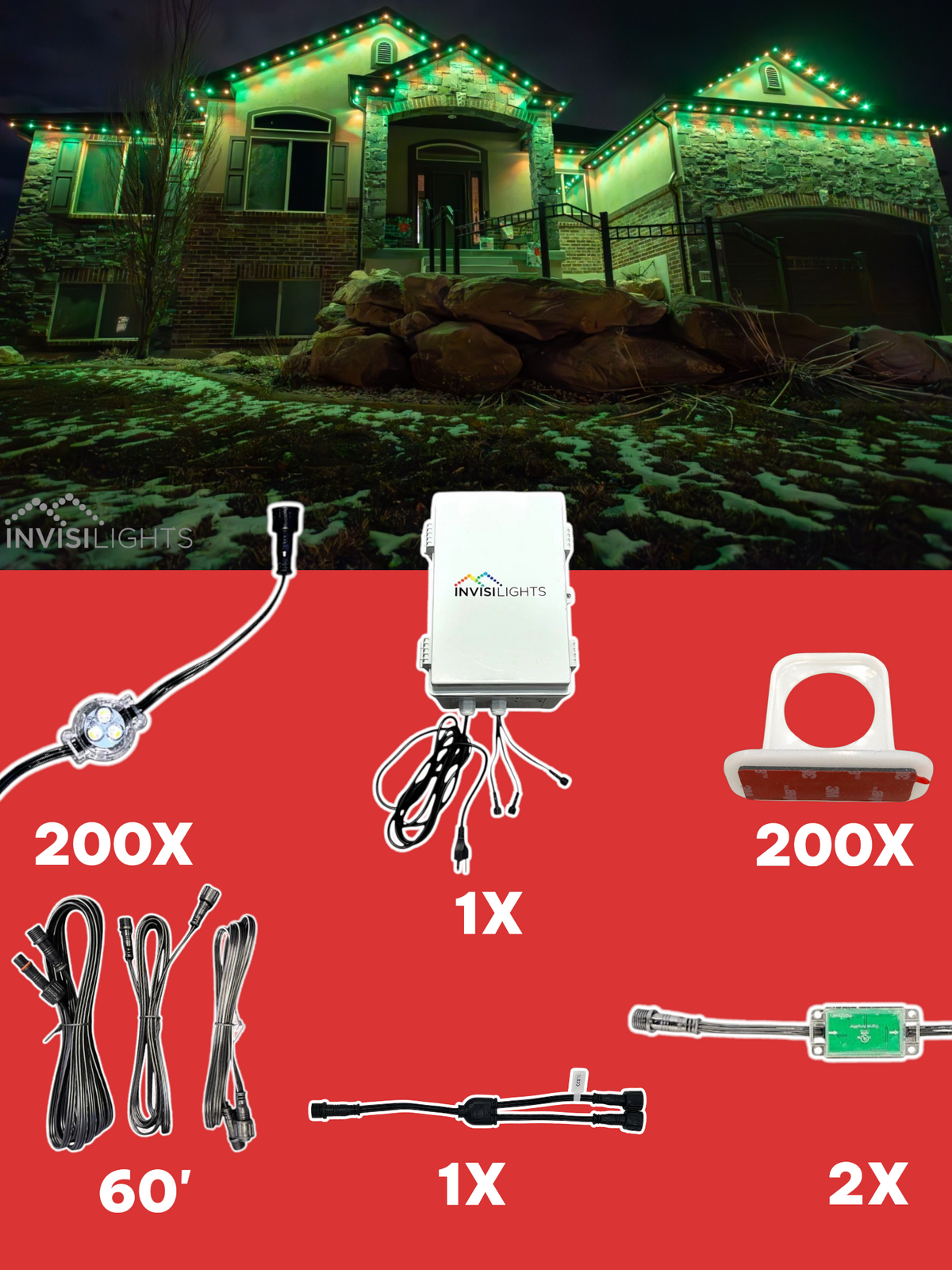 Invisi-Clips 200' Smart-Light Kit — White / Commercial Clip