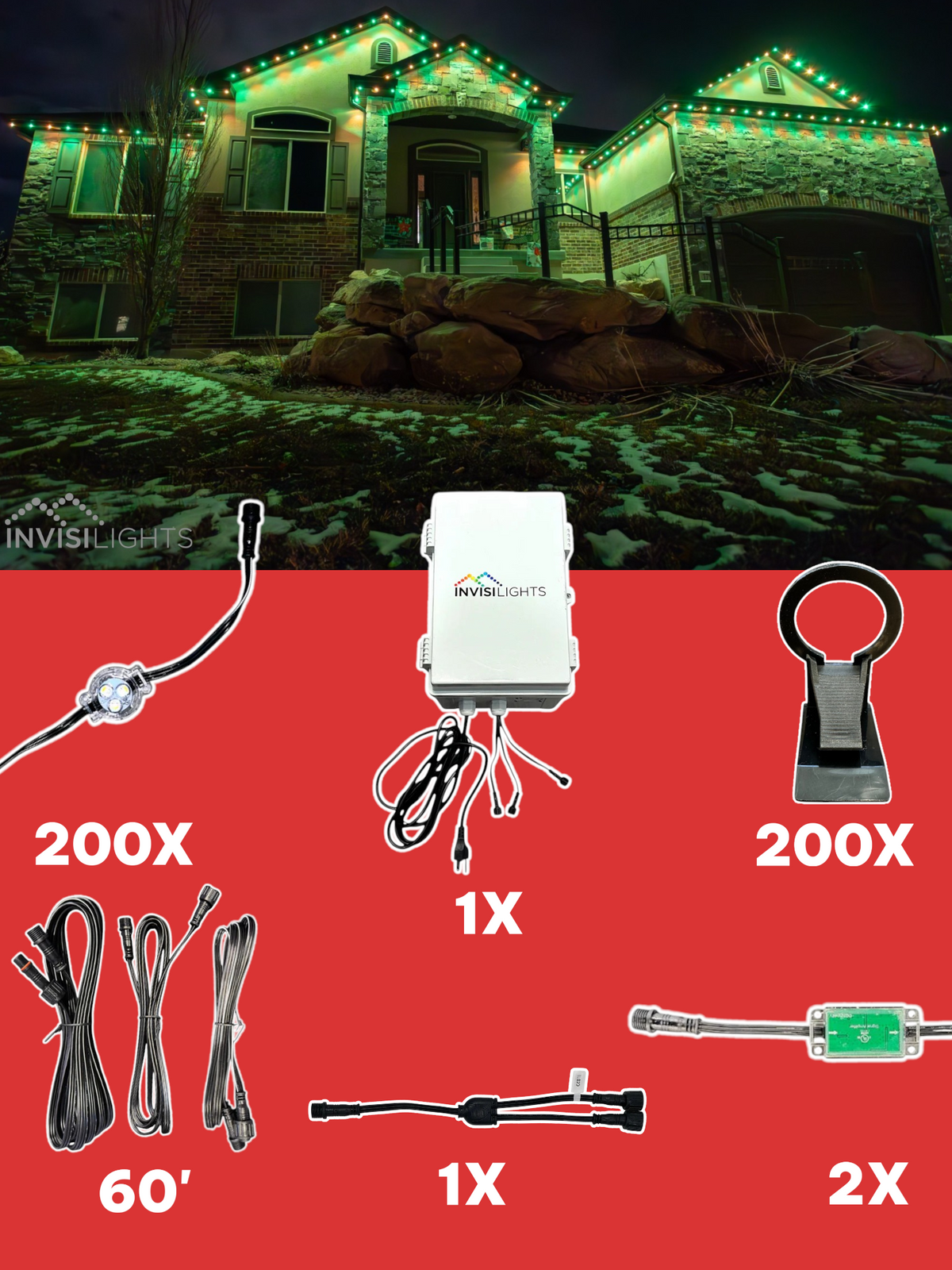 Invisi-Clips 200' Smart-Light Kit — Black / Gutter Clip 2