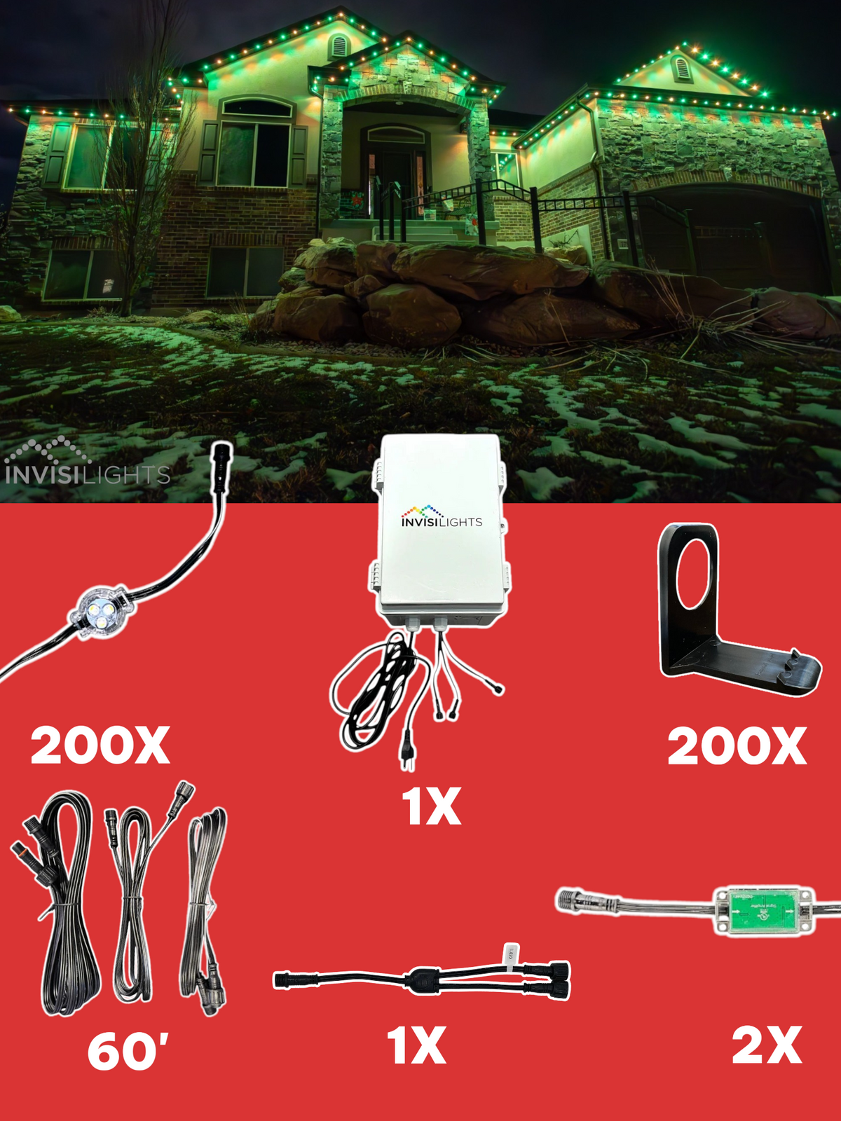 Invisi-Clips 200' Smart-Light Kit — Black / Shingle Clip
