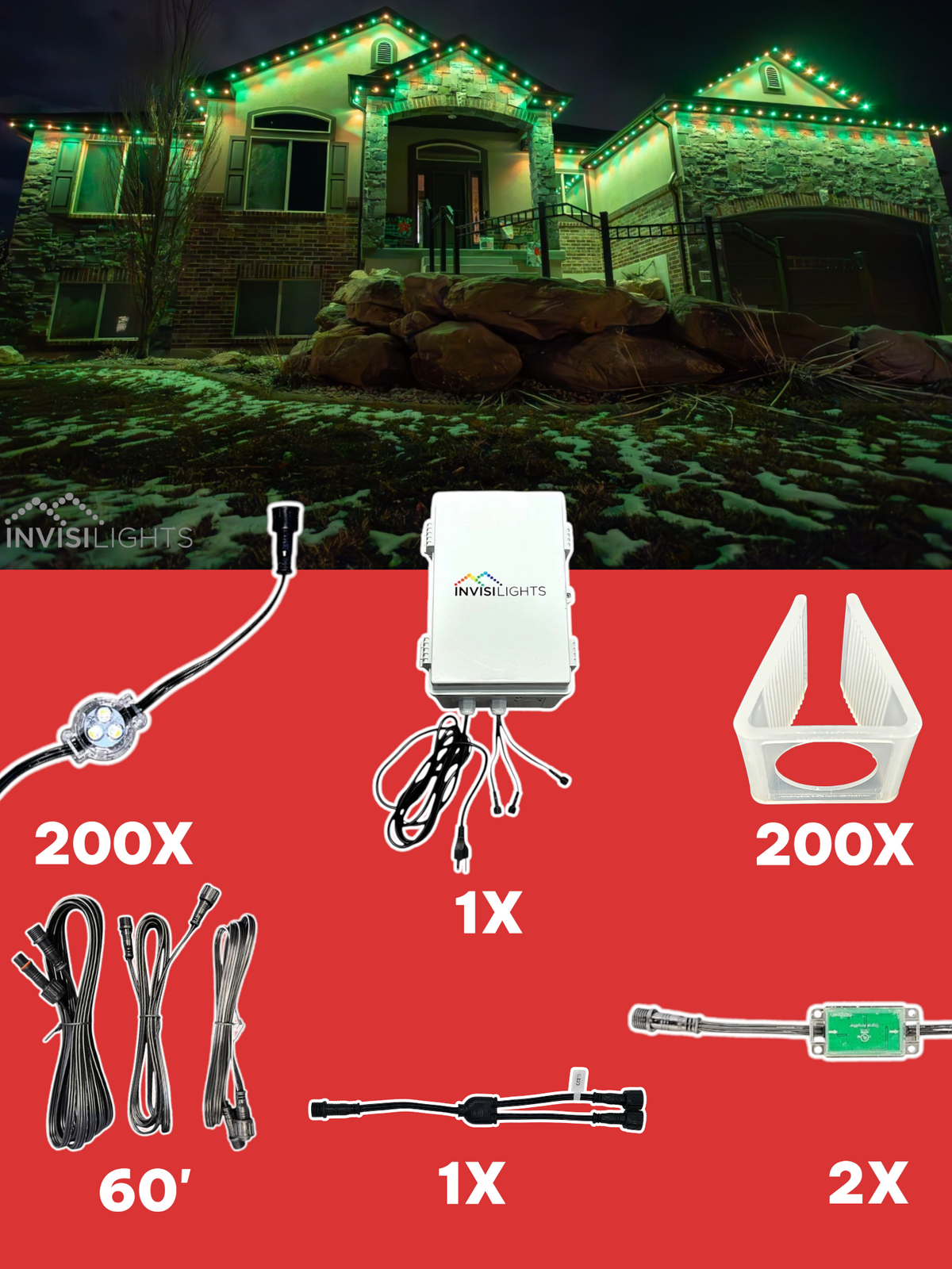 Invisi-Clips 200' Smart-Light Kit — White / Extended Fascia/Tile Clip