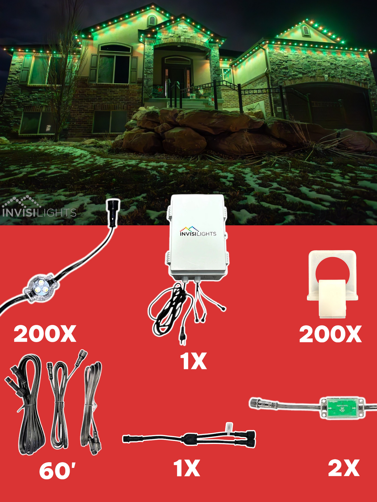 Invisi-Clips 200' Smart-Light Kit — White / Eave Clip