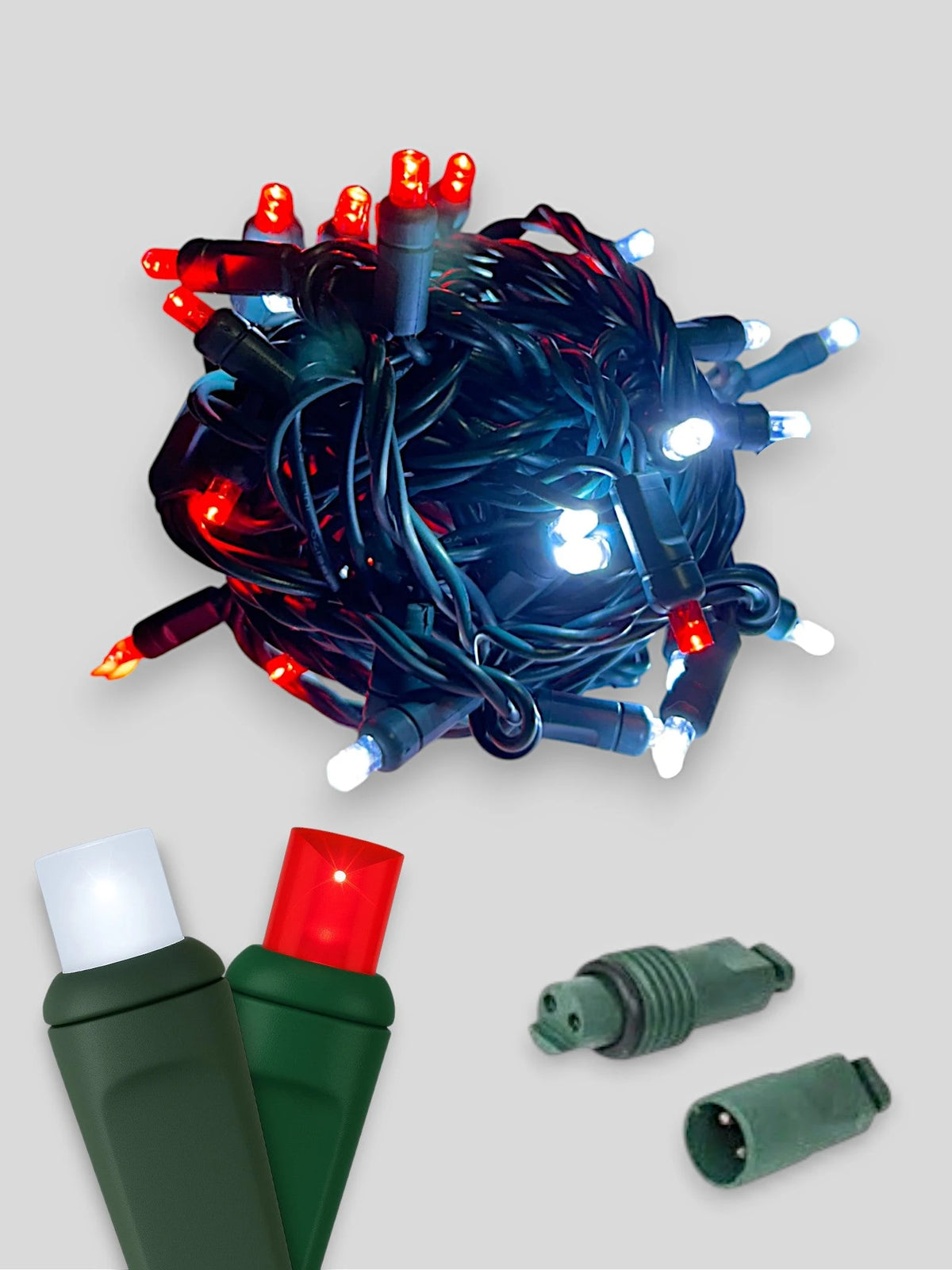 50L Coaxial Concave LED Mini Christmas Lights - Candy Cane (CW/R)