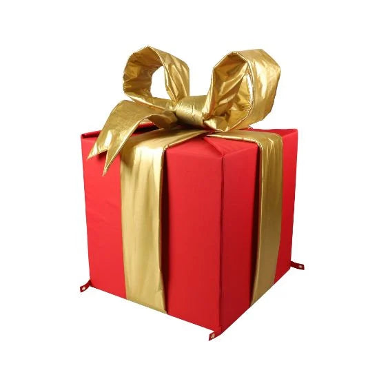 24" 3D Nylon Gift Box - Red w/ Mylar Gold Bow product image