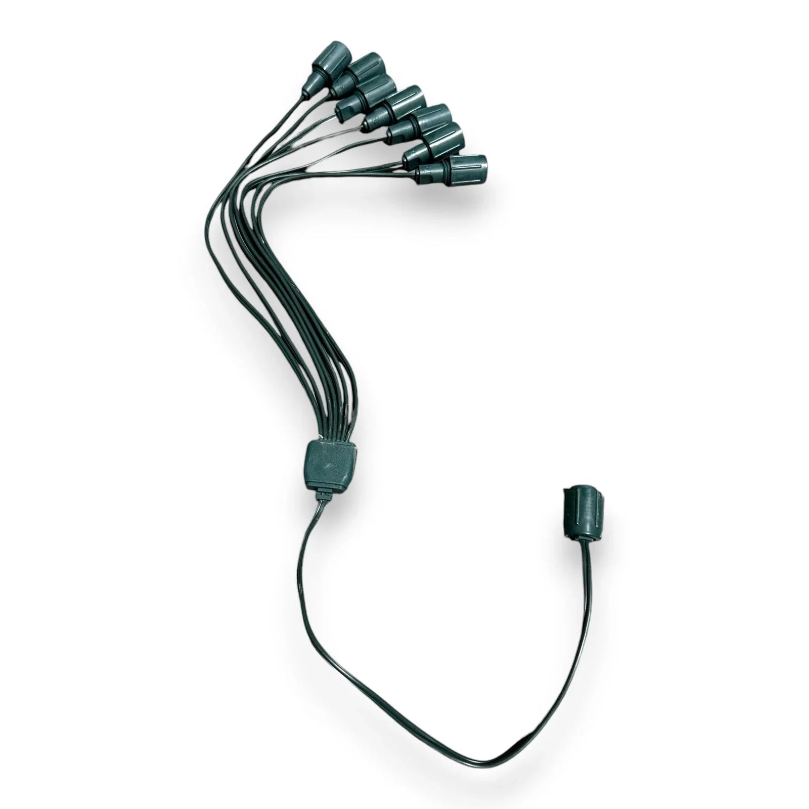 24-inch green coaxial seven-way splitter with weather-tight output connectors.