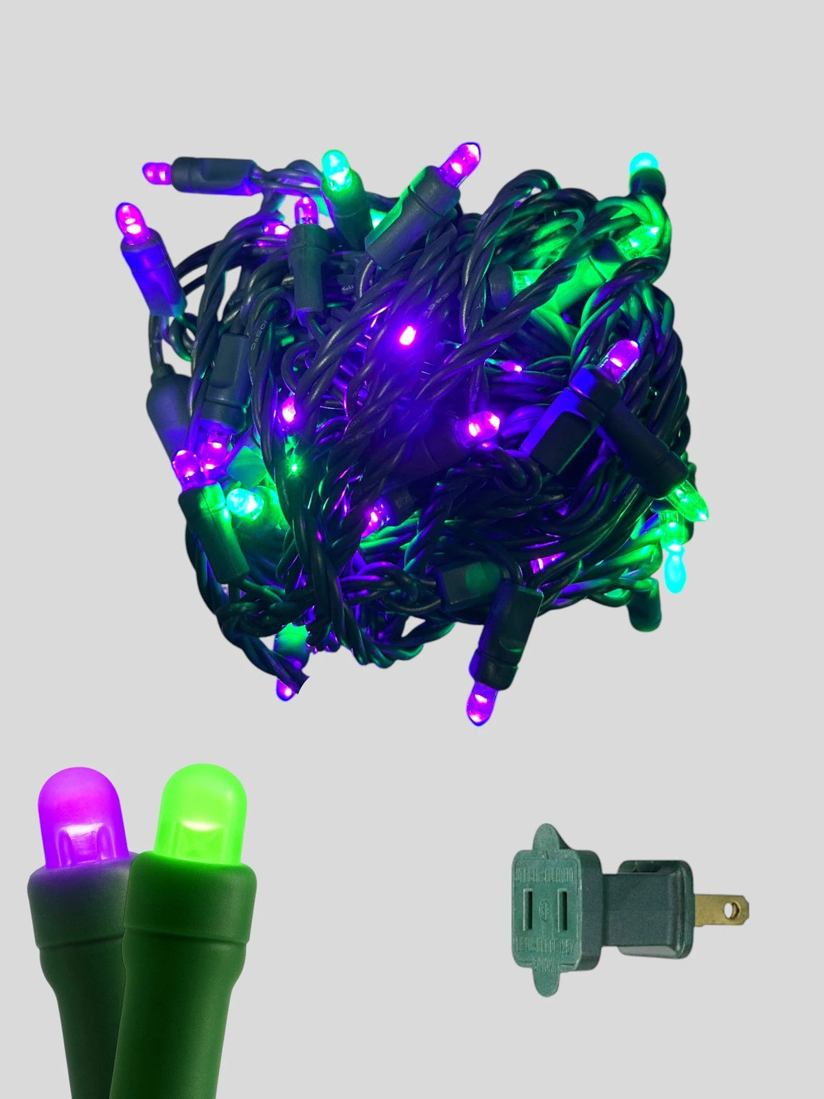 50L 6" Spacing Convex LED Mini Christmas Light (Ball) - Purple/Green