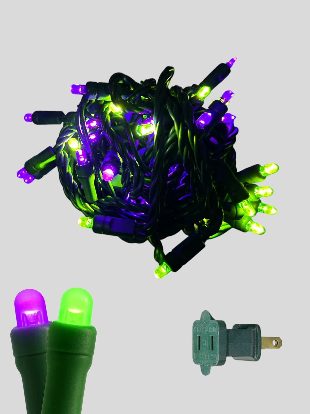 50L 6" Spacing Convex LED Mini Christmas Light (Ball) - Witch(Purple/Lime)
