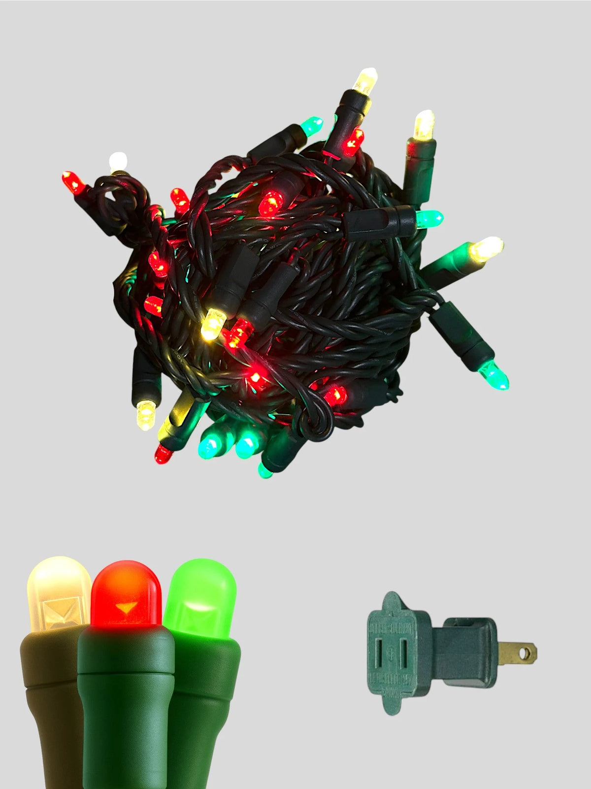 50L 6" Spacing Convex LED Mini Christmas Light (Ball) - Peppermint(WW/R/G)