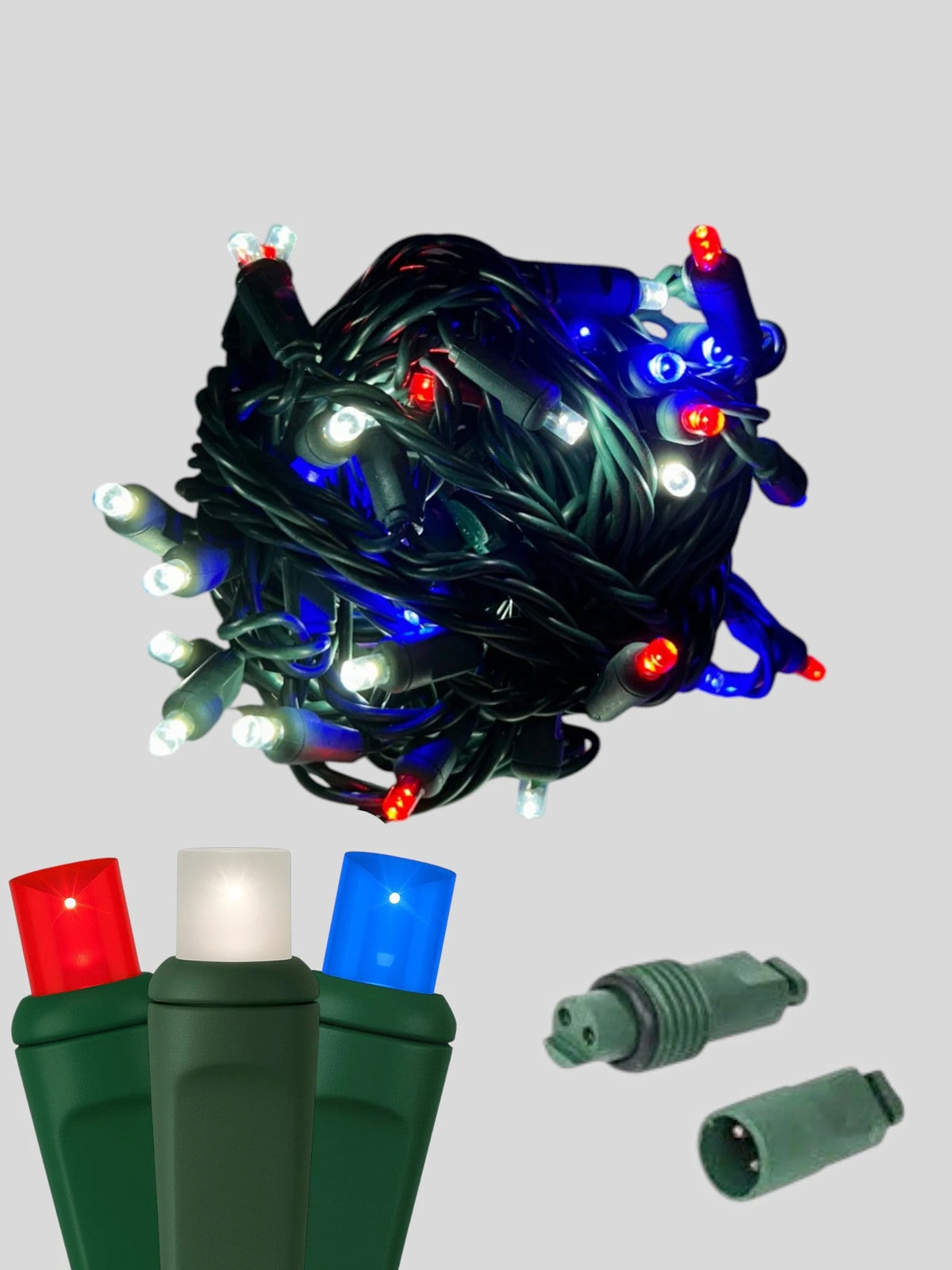 50L Coaxial Concave LED Mini Christmas Lights - Freedom (R/PW/B)