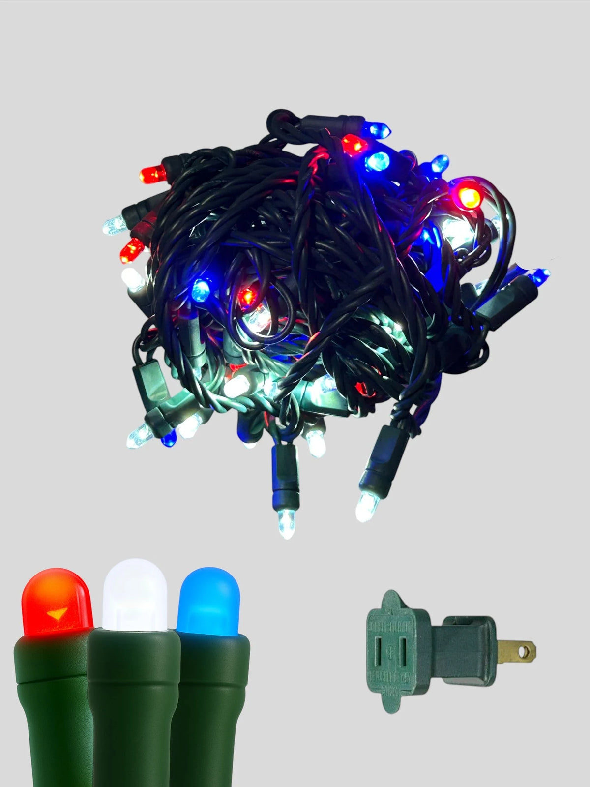 50L 6" Spacing Convex LED Mini Christmas Light (Ball) - Freedom(R/PW/B)