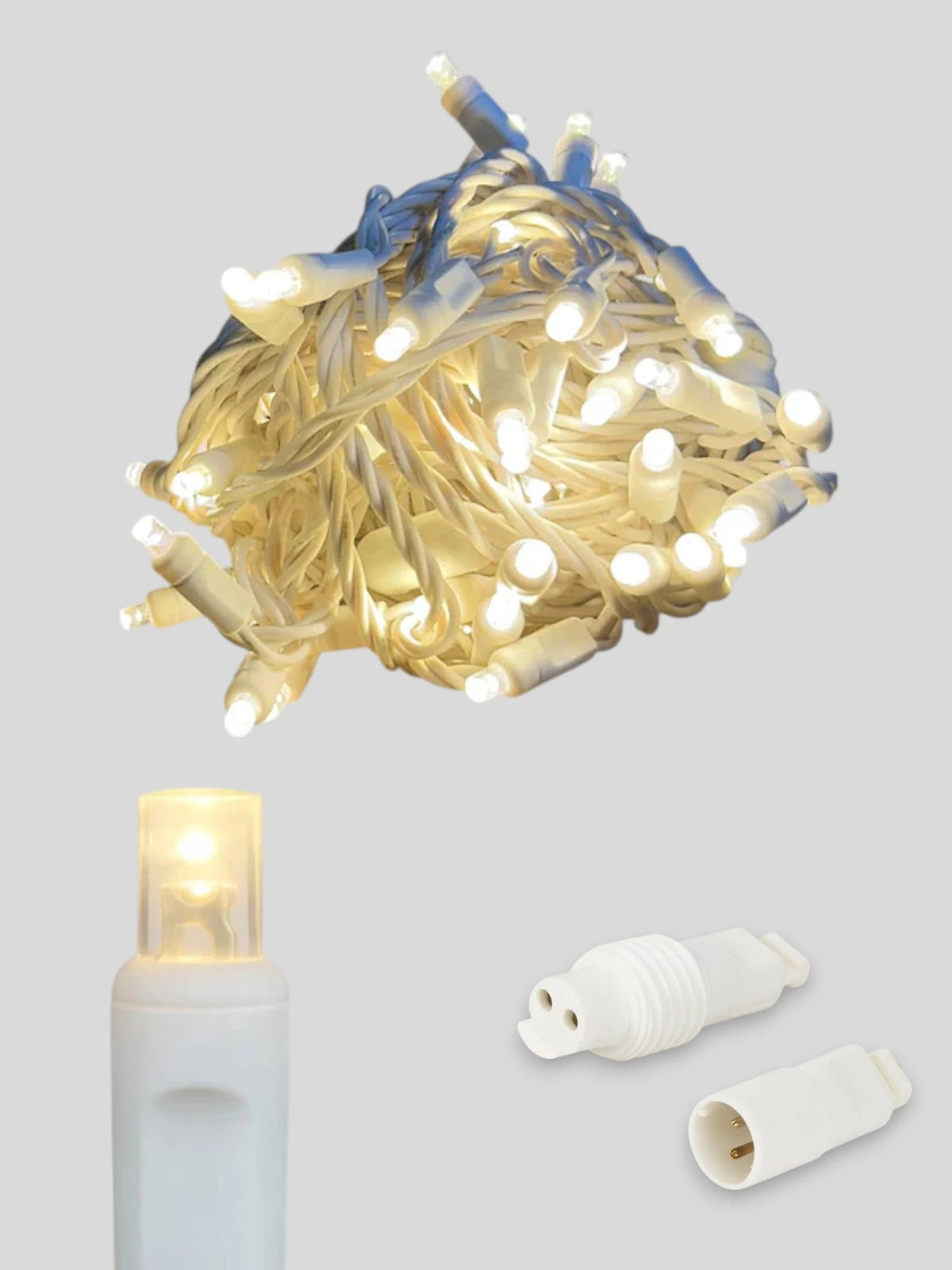50L Coaxial Concave LED Mini Christmas Lights - (White Wire) Warm White