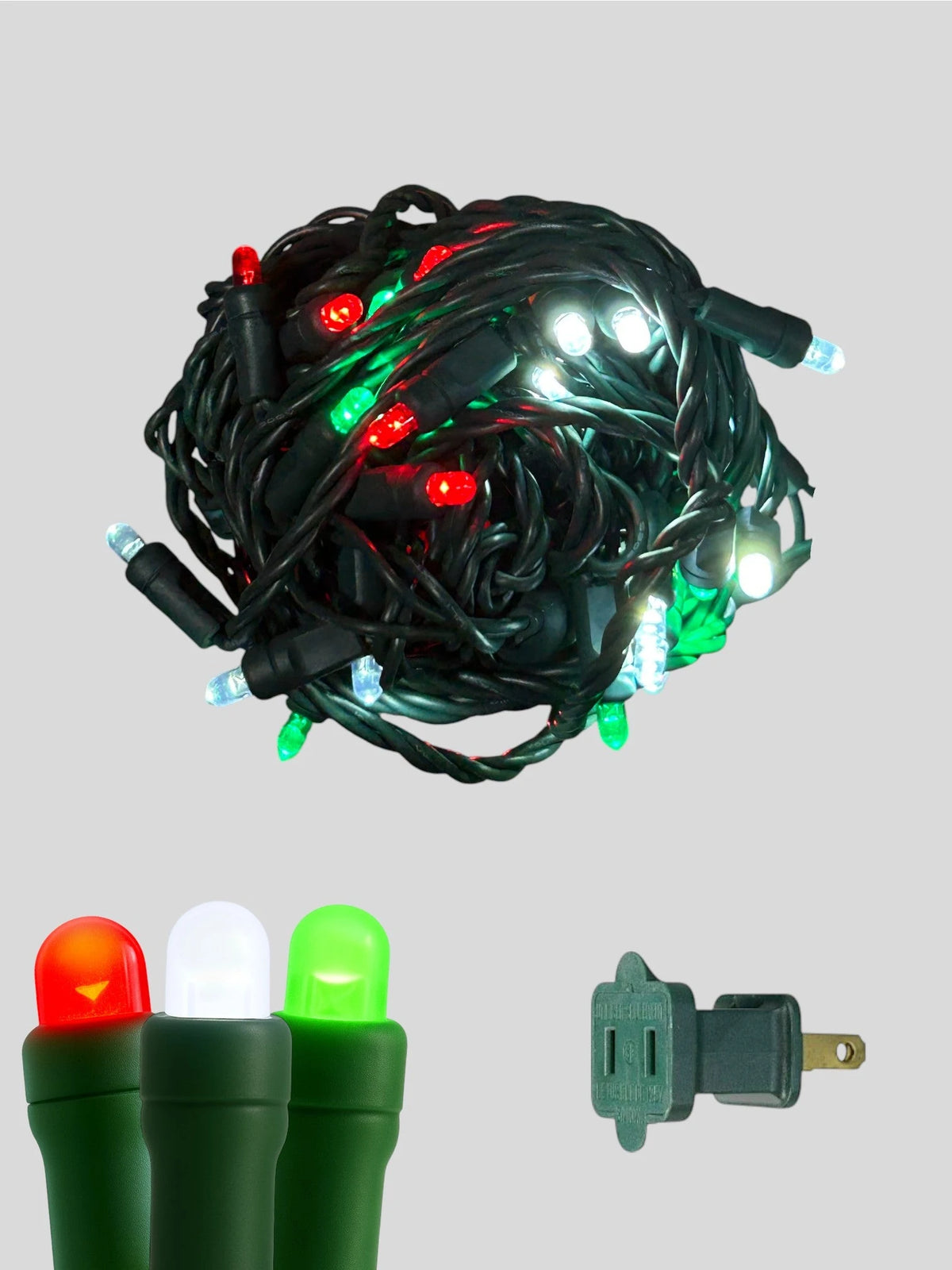 50L 6" Spacing Convex LED Mini Christmas Light (Ball) - Traditional(R/PW/G/PW)
