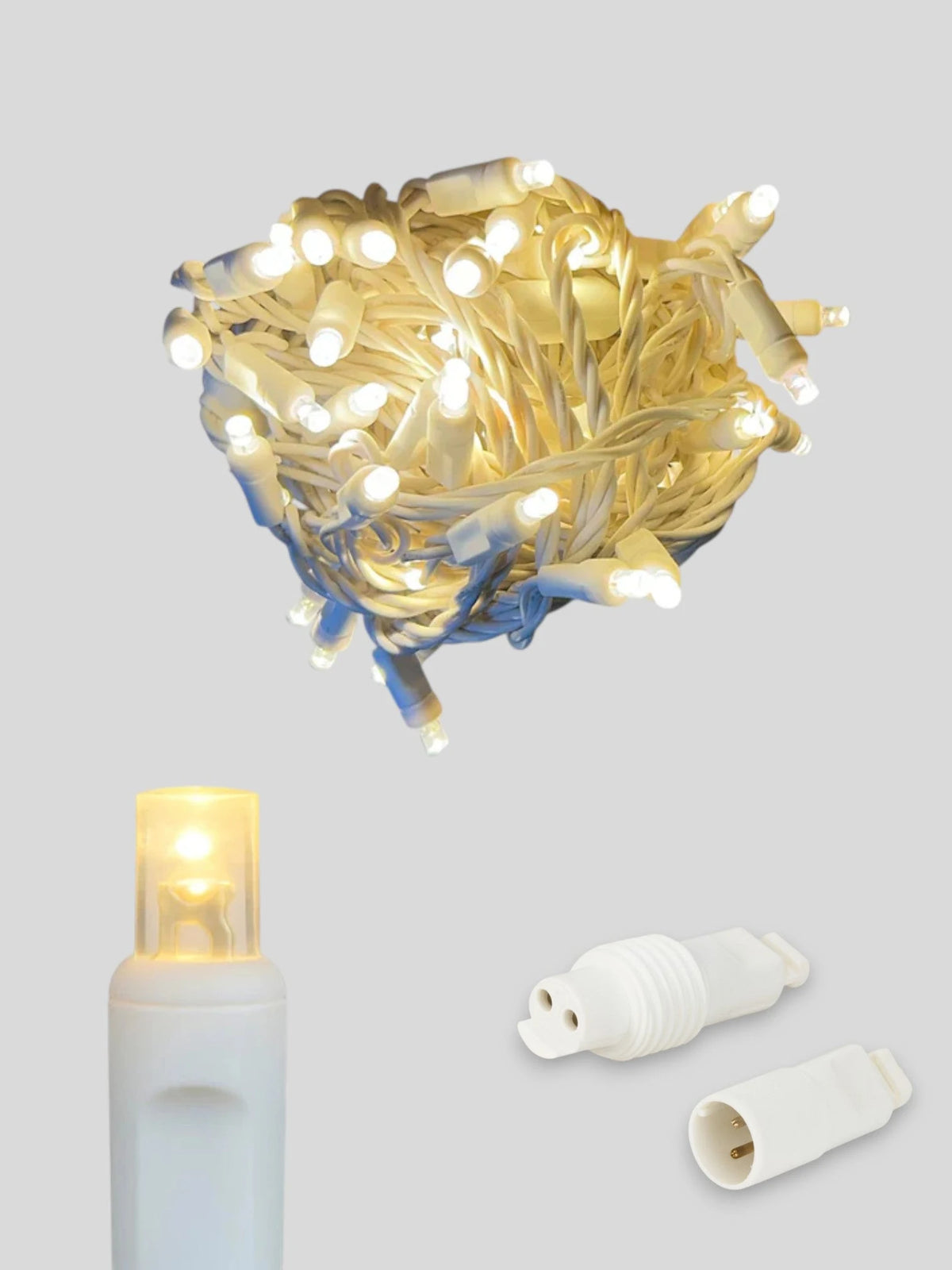50L Coaxial Concave LED Mini Christmas Lights - (White Wire) Sun Warm White