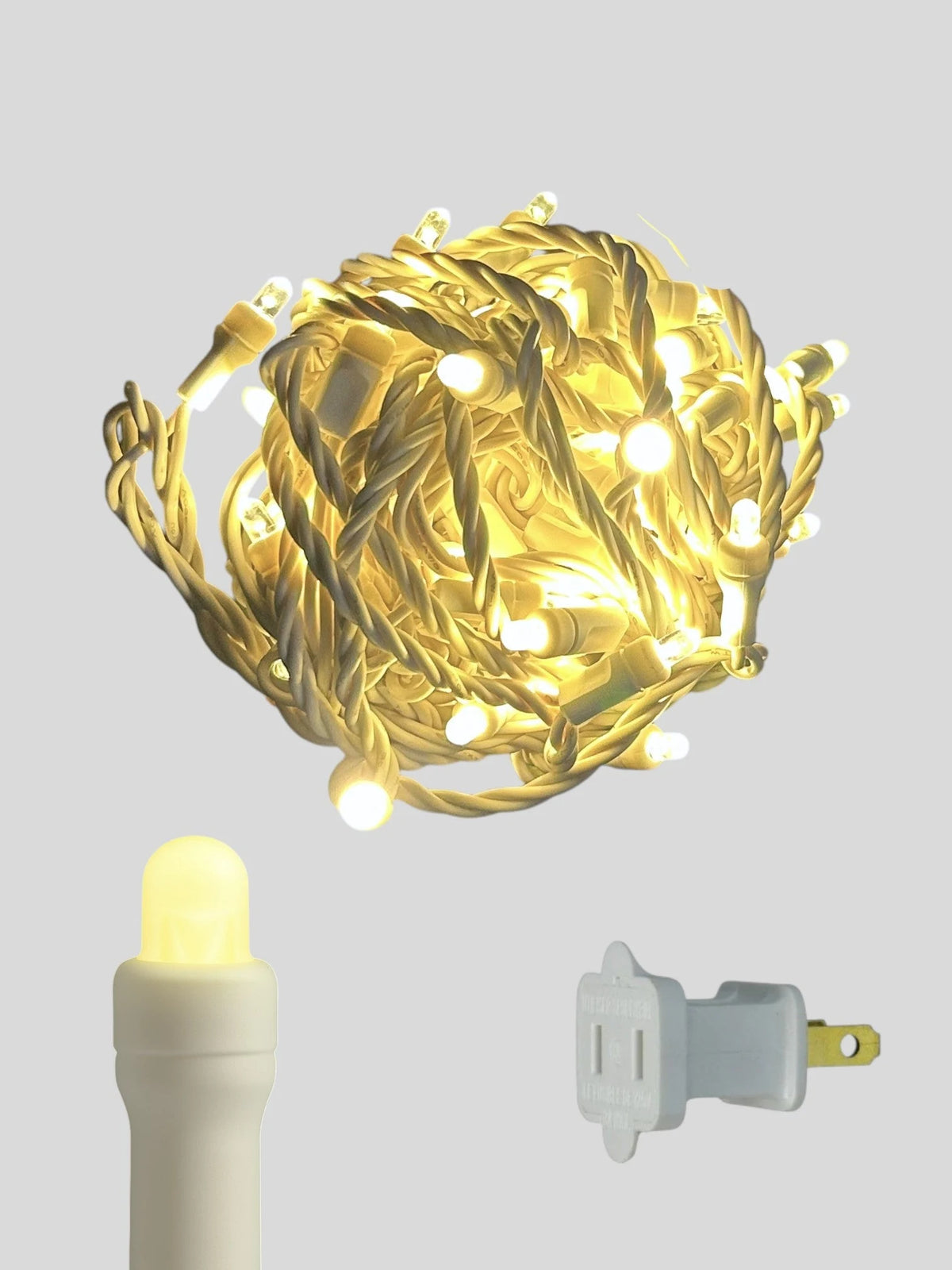 50L 6" Spacing Convex LED Mini Christmas Light (Ball) - (White Wire) Warm White