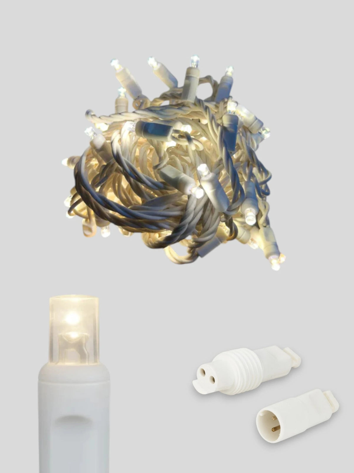 50L Coaxial Concave LED Mini Christmas Lights - (White Wire) Winter Warm White
