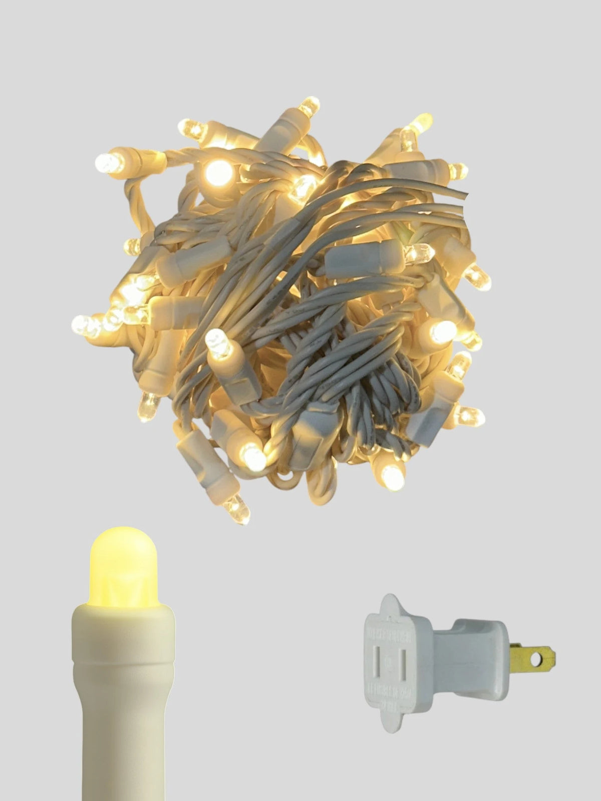 50L 6" Spacing Convex LED Mini Christmas Light (Ball) - Mini Christmas Lights White wire Winter Warm WHite COnvex String Lights
