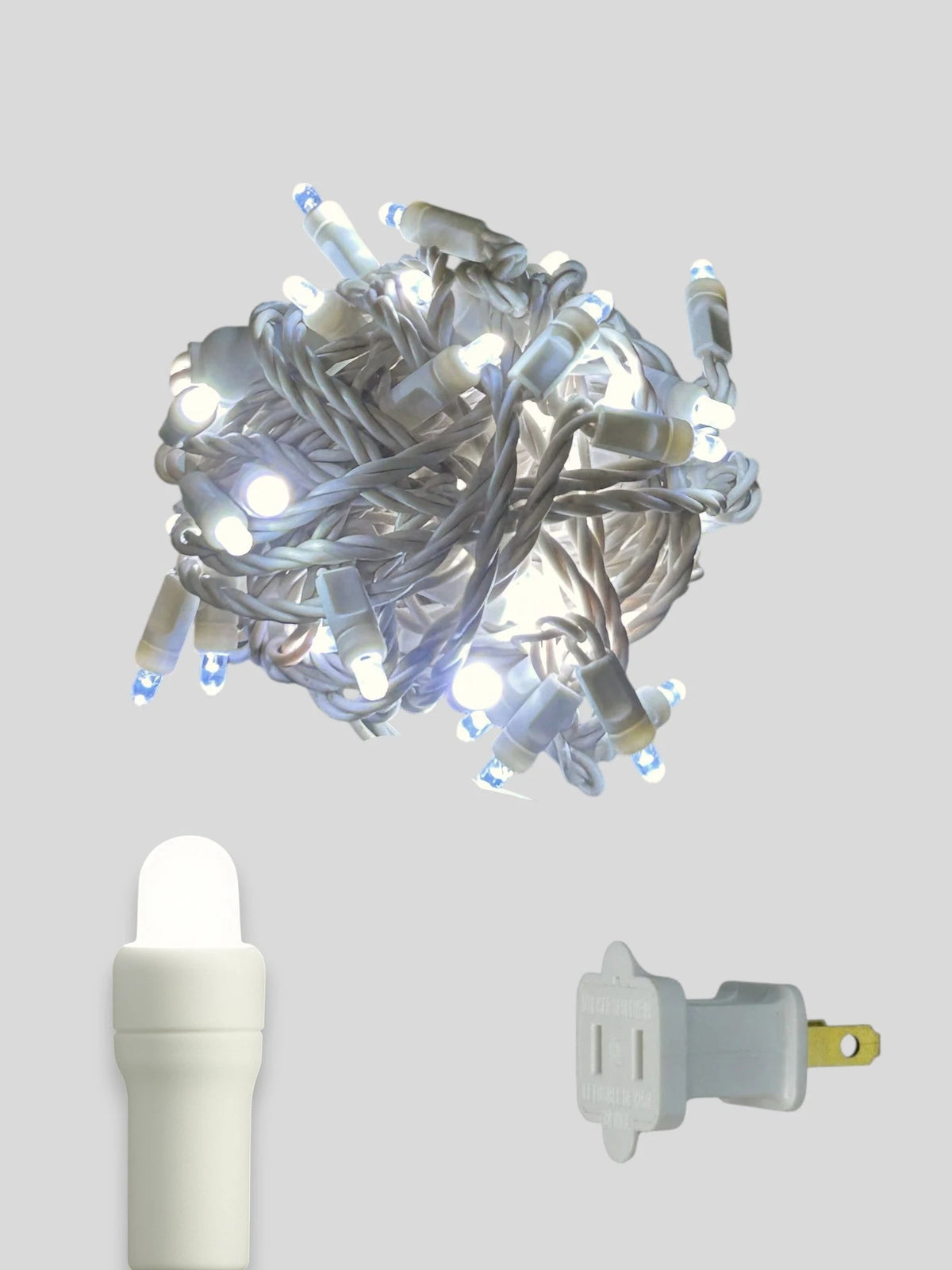 50L 6" Spacing Convex LED Mini Christmas Light (Ball) - (White Wire) Pure White