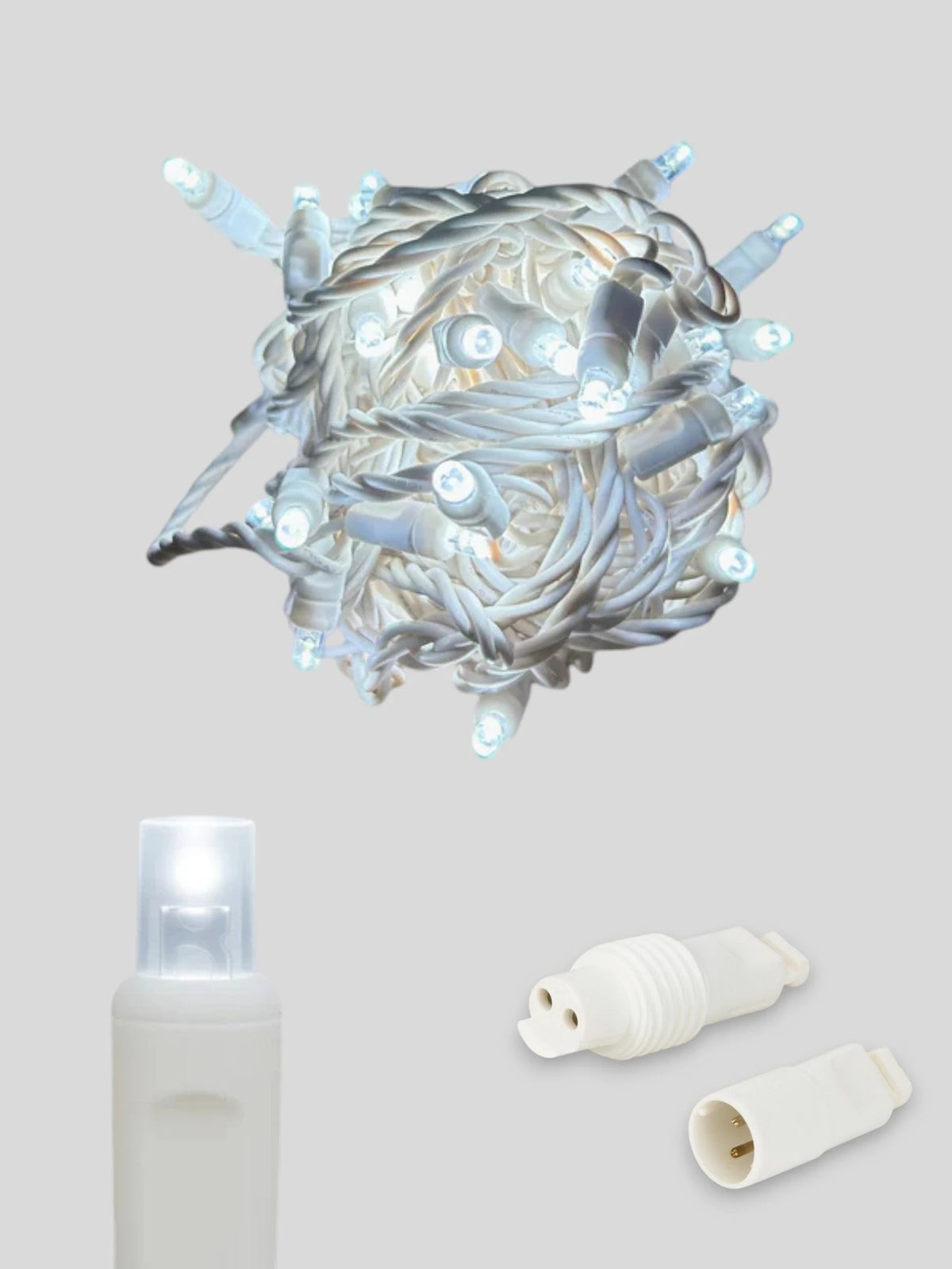 50L Coaxial Concave LED Mini Christmas Lights - (White Wire) Pure White
