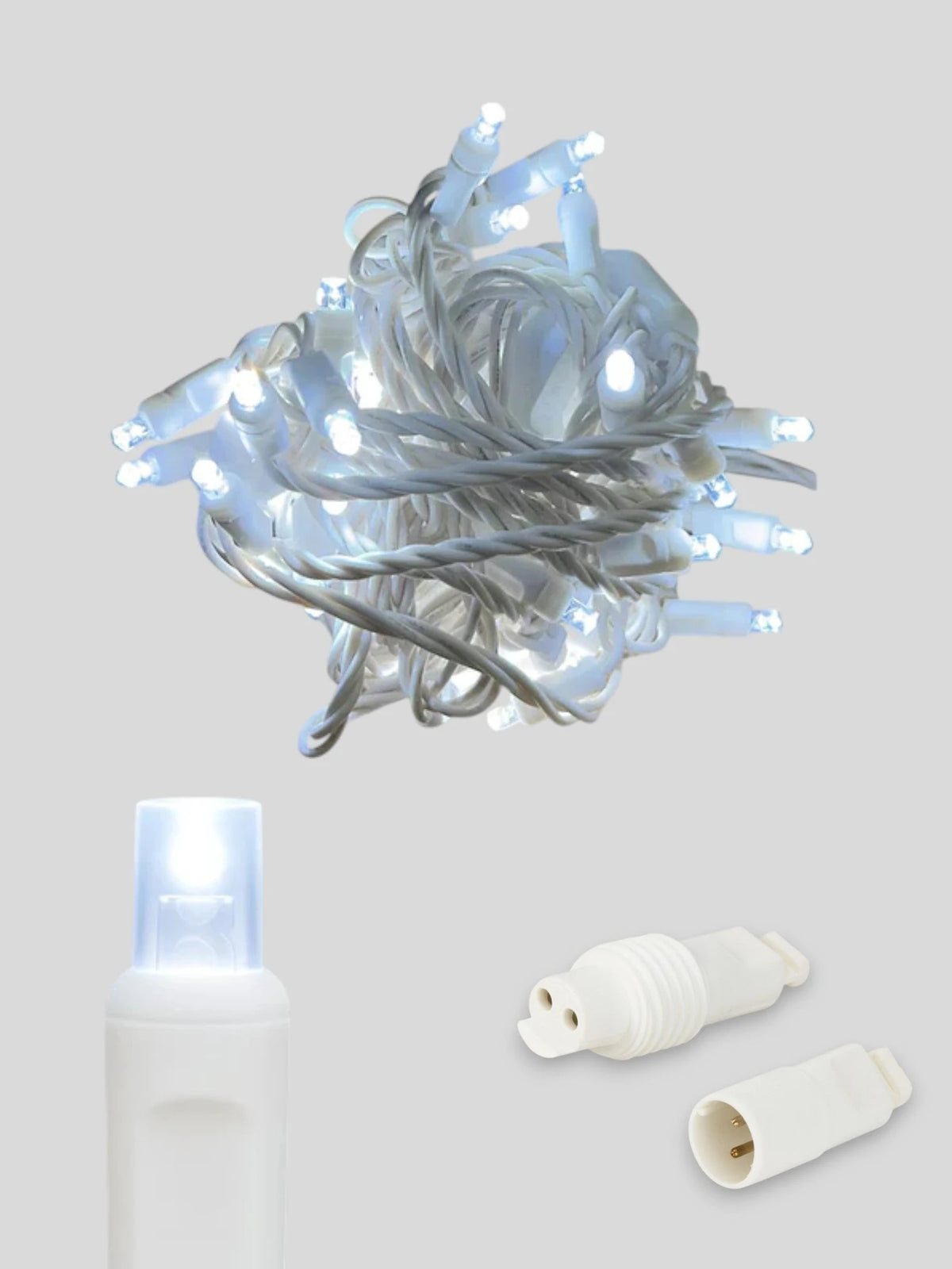 50L Coaxial Concave LED Mini Christmas Lights - (White Wire) Cool White