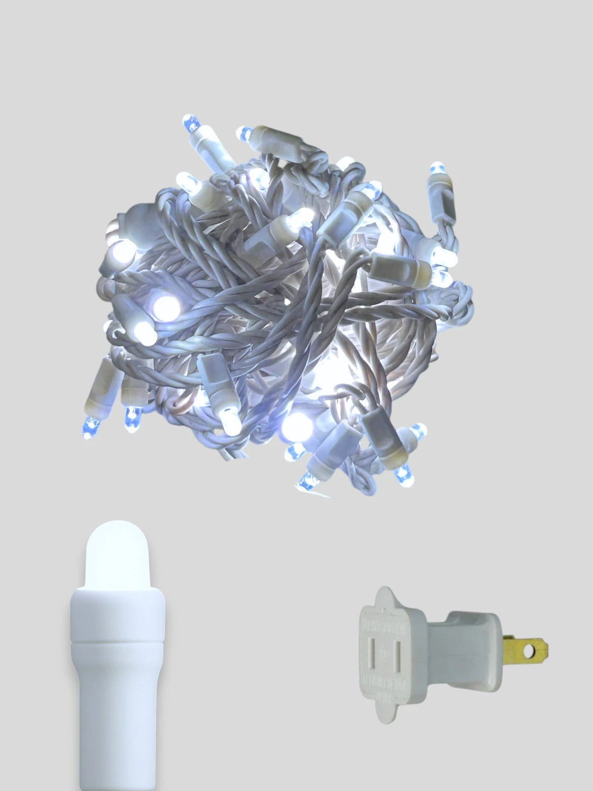 50L 6" Spacing Convex LED Mini Christmas Light (Ball) - (White Wire) Cool White