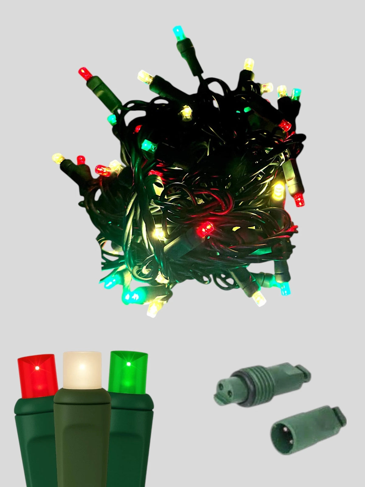 50L Coaxial Concave LED Mini Christmas Lights - Peppermint (WW/R/G)