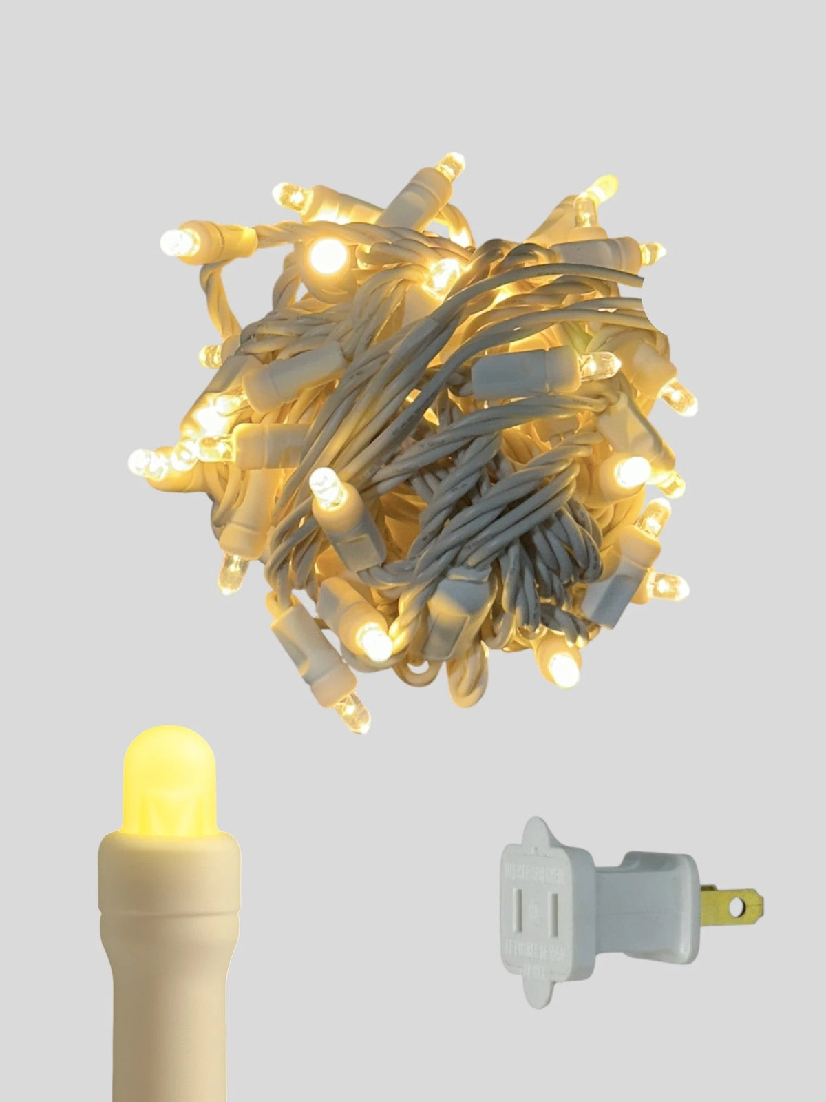 50L 6" Spacing Convex LED Mini Christmas Light (Ball) - (White Wire) Sun Warm White