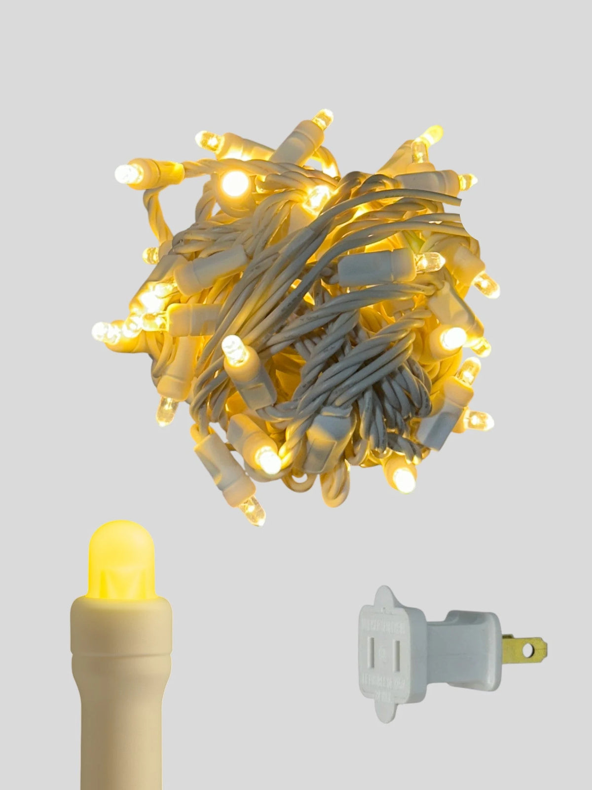 50L 6" Spacing Convex LED Mini Christmas Light (Ball) - (White Wire) Champagne