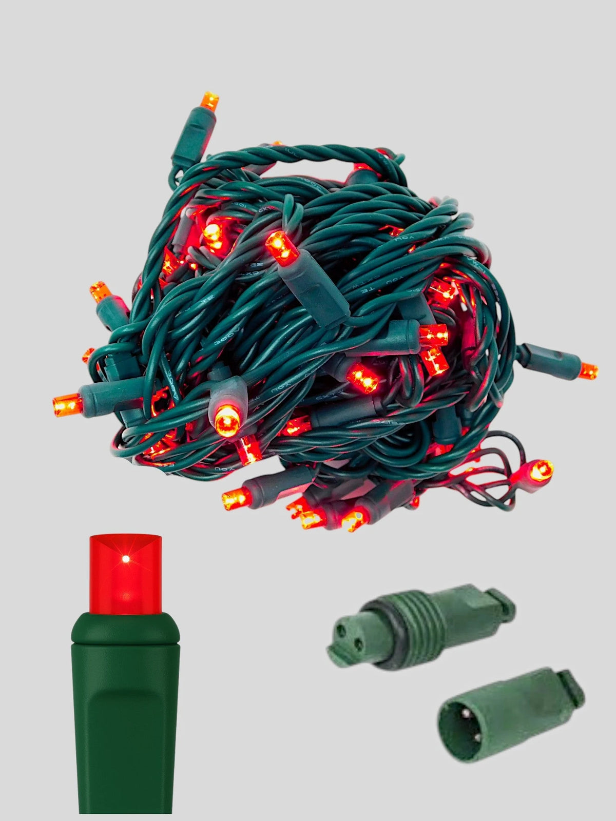 50L Coaxial Concave LED Mini Christmas Lights - Red