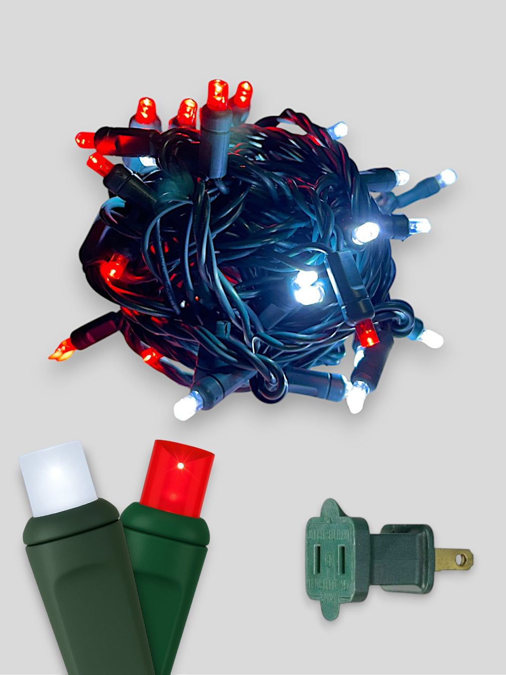 50L 6 inch spacing concave LED mini Christmas lights - Candy Cane Red Cool White