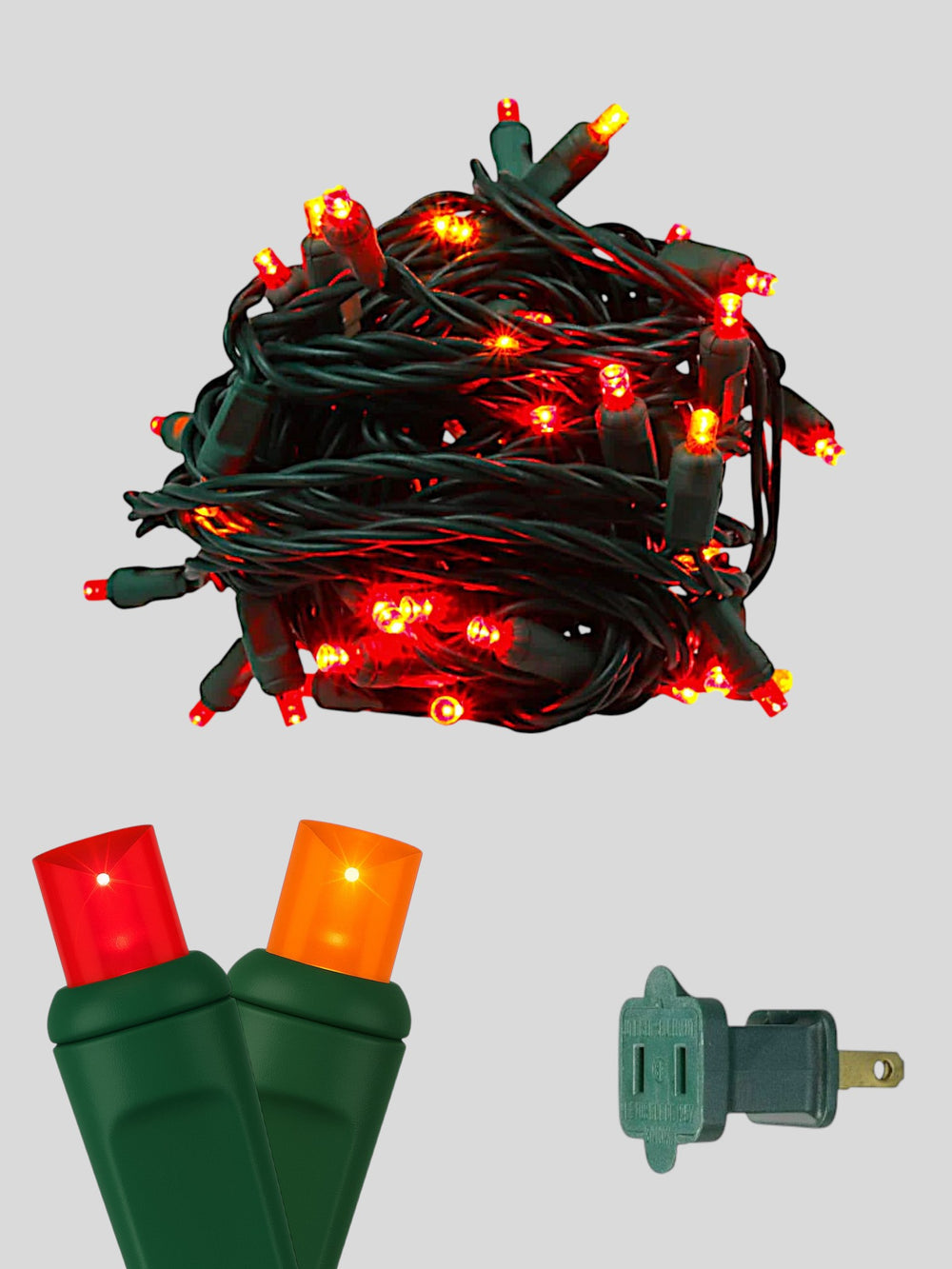 50L 6 inch spacing concave LED mini Christmas lights - Fire Red Red Orange