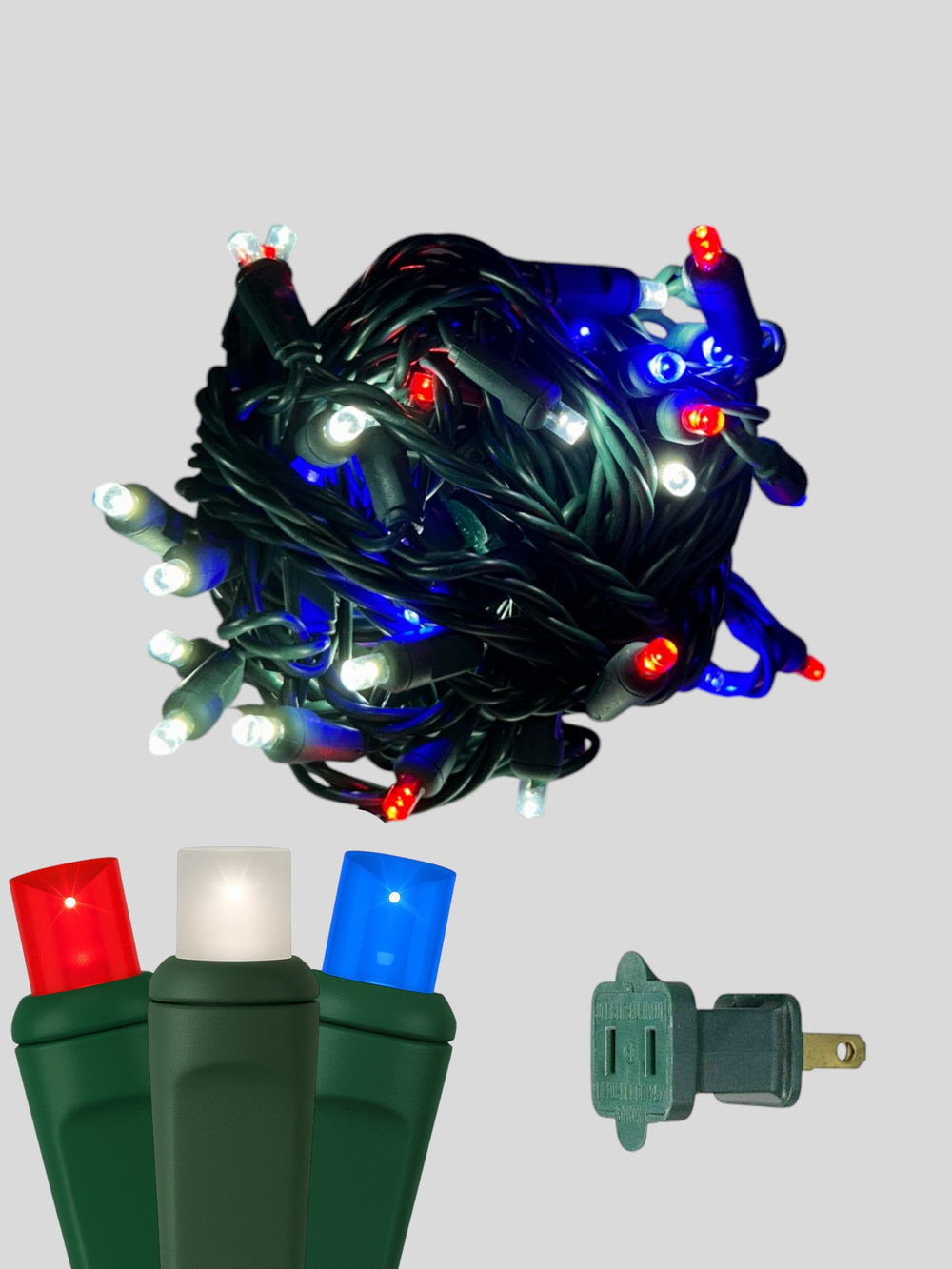 50L 6 inch spacing concave LED mini Christmas lights - Freedom Red Pure White Blue