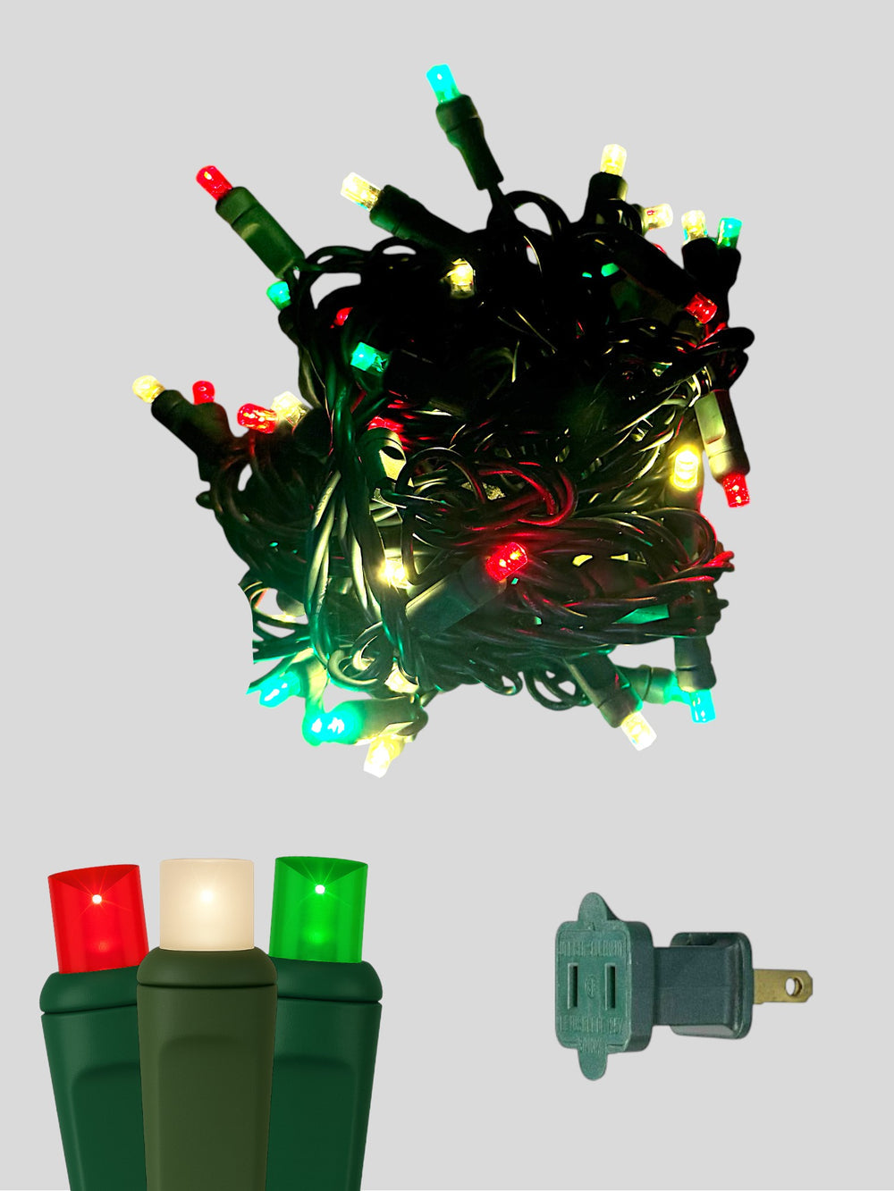 50L 6 inch spacing concave LED mini Christmas lights - Peppermint Red Green Warm White