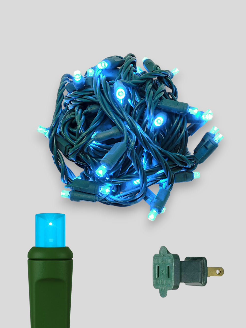 50L 6 inch spacing concave LED mini Christmas lights - Sky Blue Teal