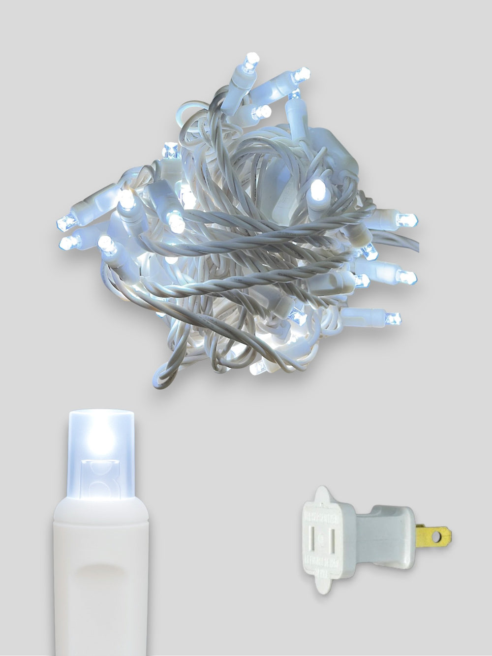 50L 6 inch spacing concave LED mini Christmas lights - White Wire Cool White
